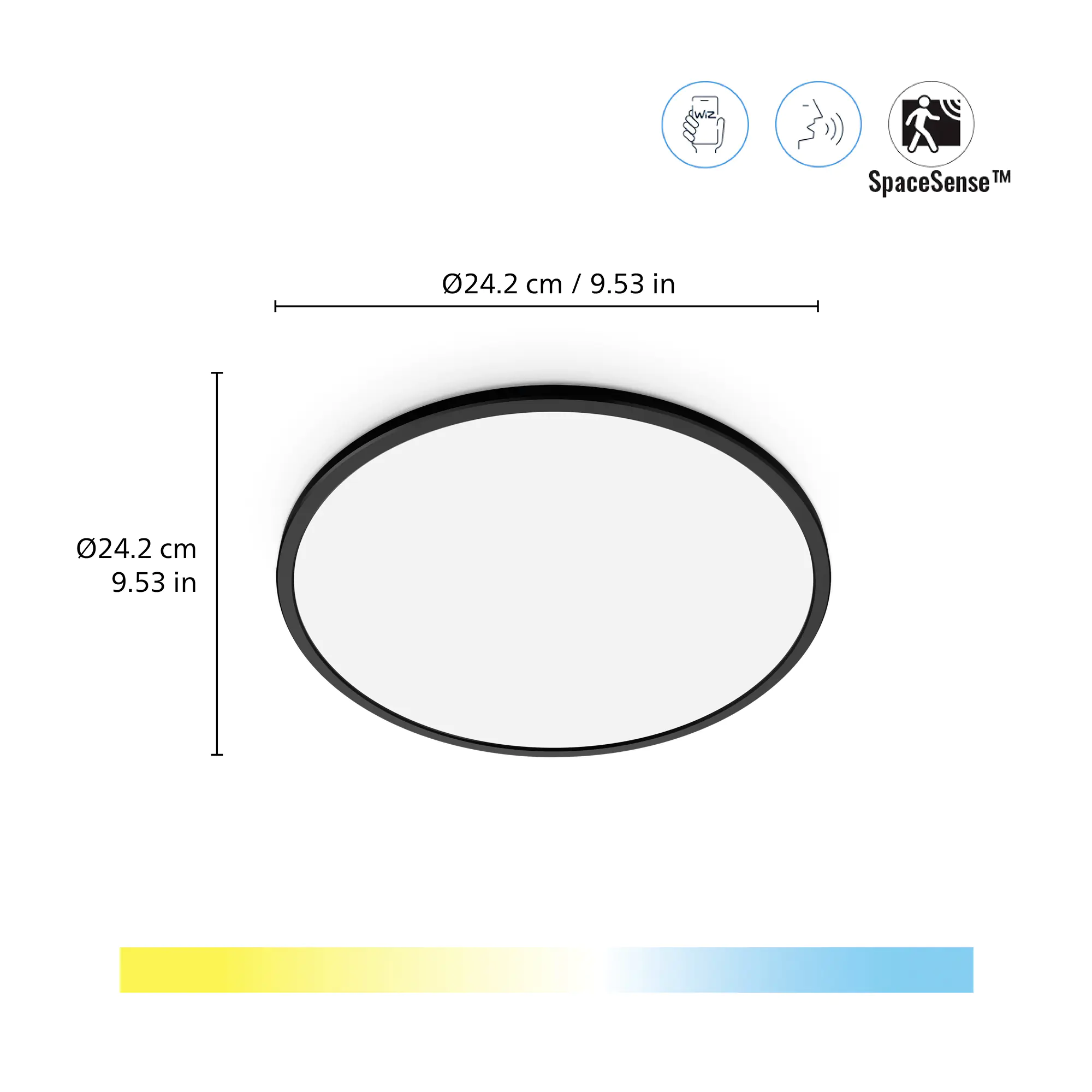 WIZ LED-Deckenleuchte SuperSlim 24 x 2 cm 14W warmweiß bis kaltweiß smart schwarz 