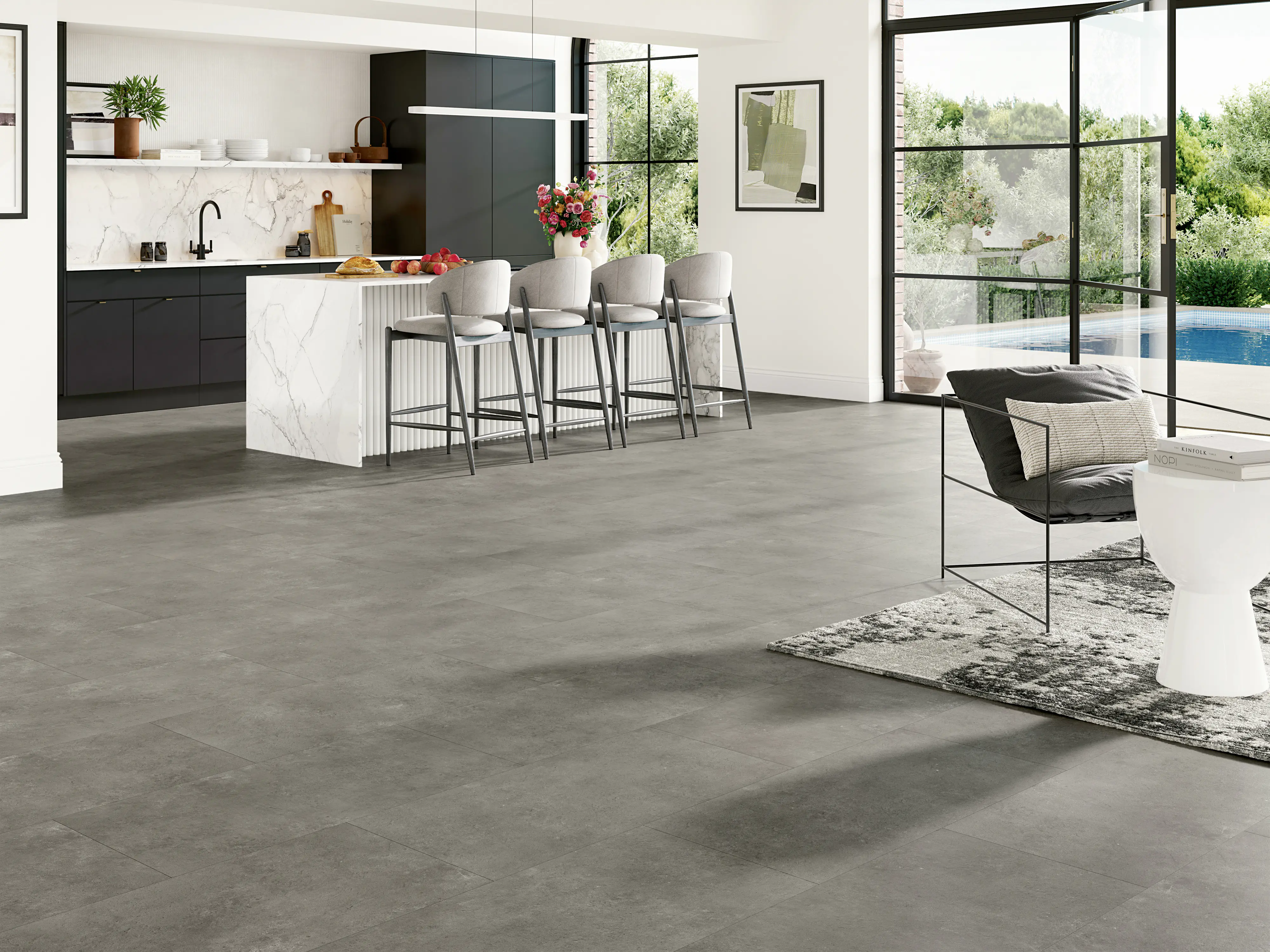 Parador Vinylboden mit Trittschalldämmung Basic 5.3 Stein Trafalgar dunkelgrau Mineralstruktur