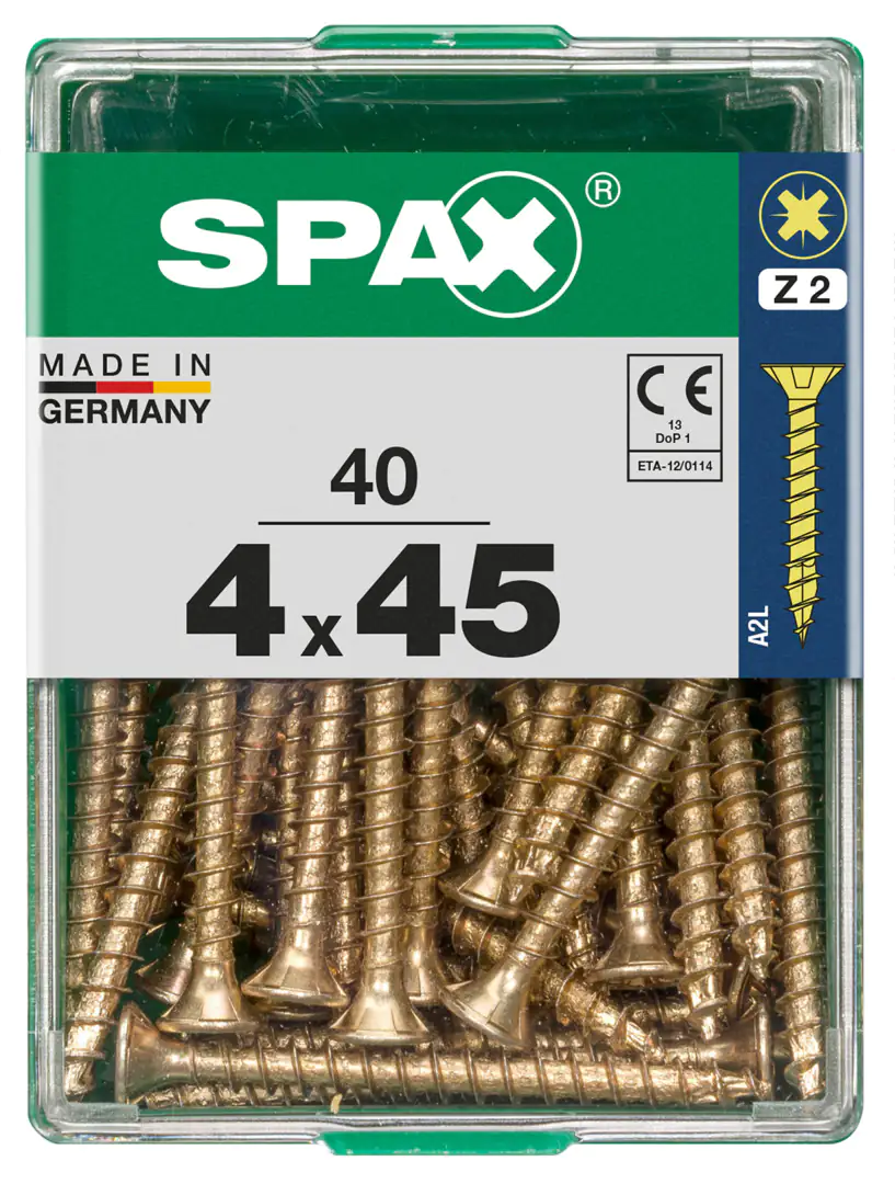 Spax Universalschrauben 4.0 x 45 mm PZ 2 - 40 Stk.