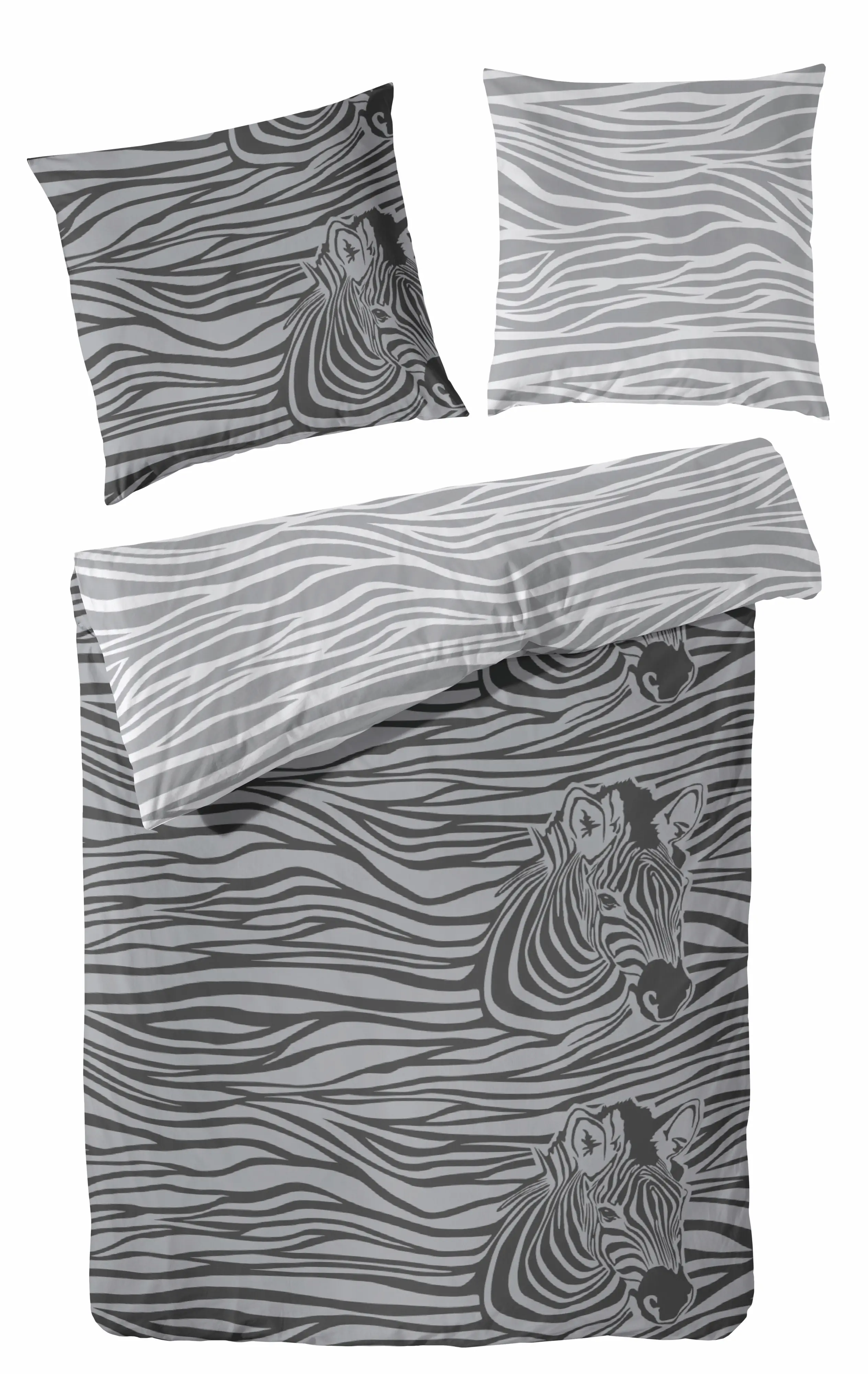 Mikrofaser Bettwäsche Zebra 135 x 200 cm grau/schwarz Mikrofaser Bettwäsche Zebra 135 x 200 cm grau/schwarz
