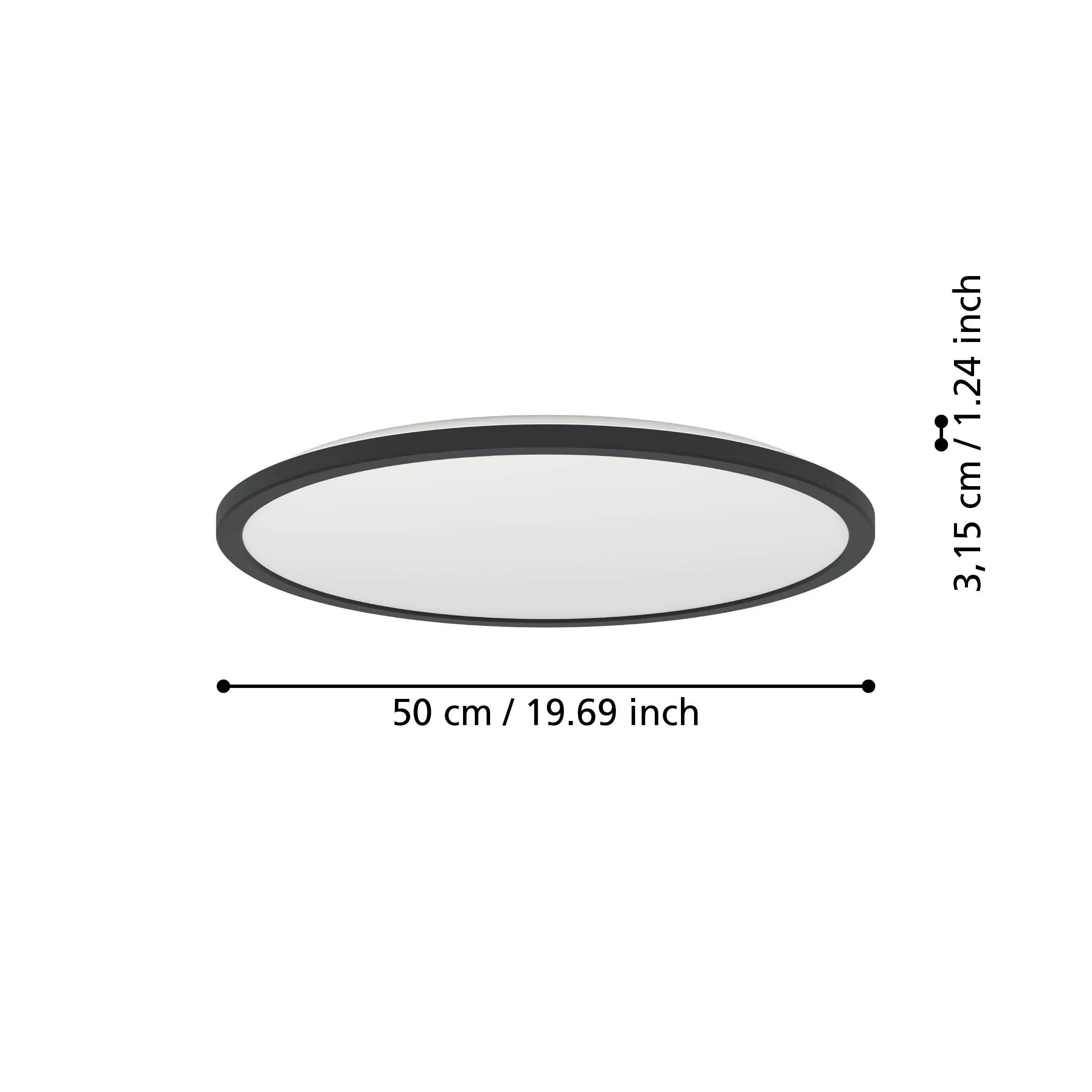 Eglo LED Deckenleuchte Rovito-R schwarz Ø 50 x 3 cm warmweiß-kaltweiß dimmbar Eglo LED Deckenleuchte Rovito-R schwarz Ø 50 x 3 cm warmweiß-kaltweiß dimmbar