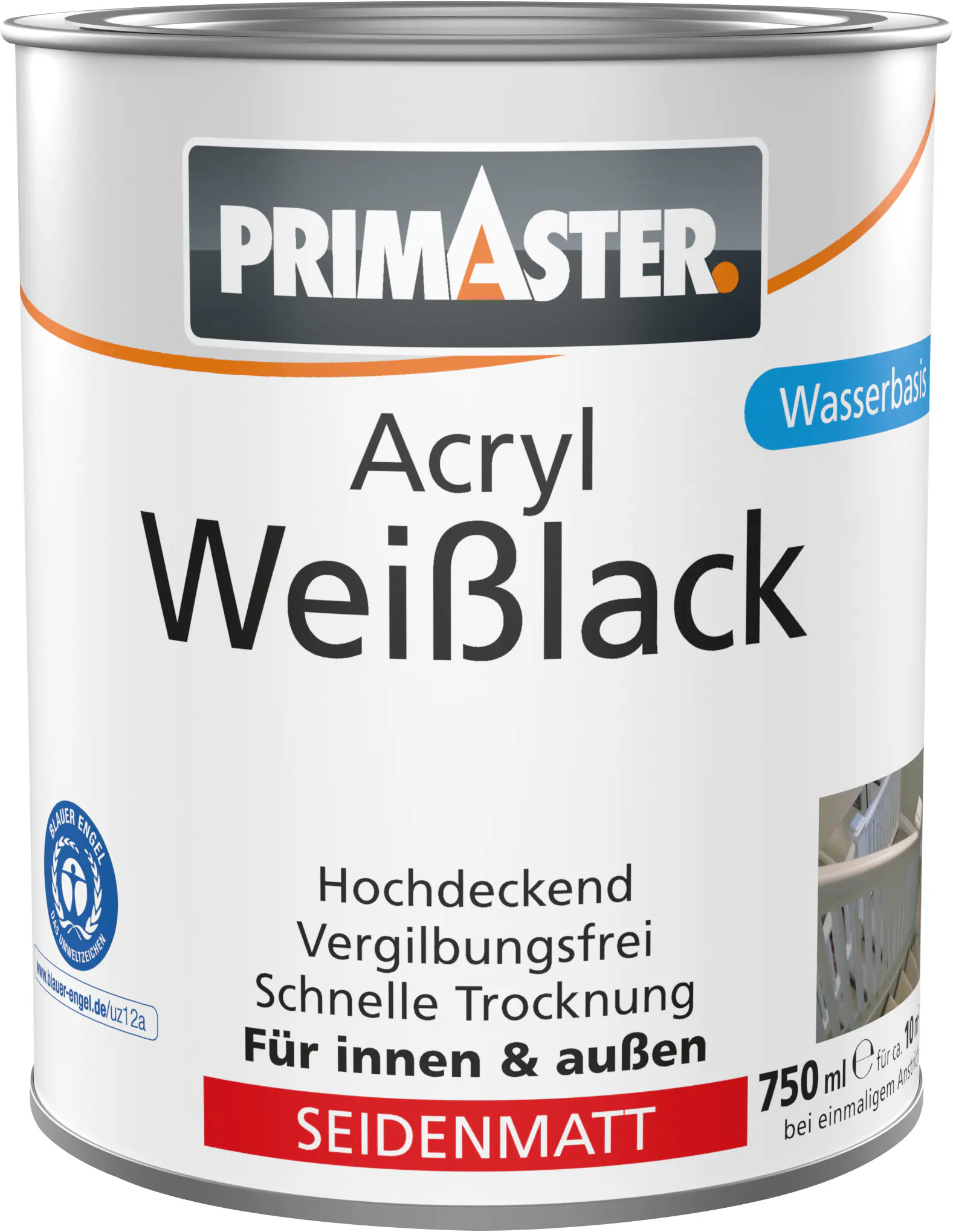Primaster Acryl Weißlack seidenmatt 750 ml Primaster Acryl Weißlack seidenmatt 750 ml