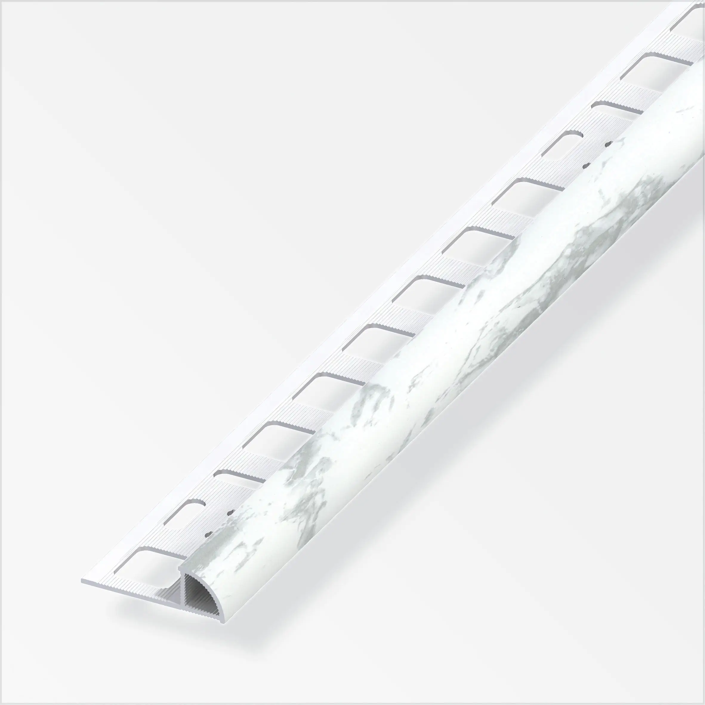 4001116720536 alfer Viertelkreisprofil PVC glatt weiß marmor