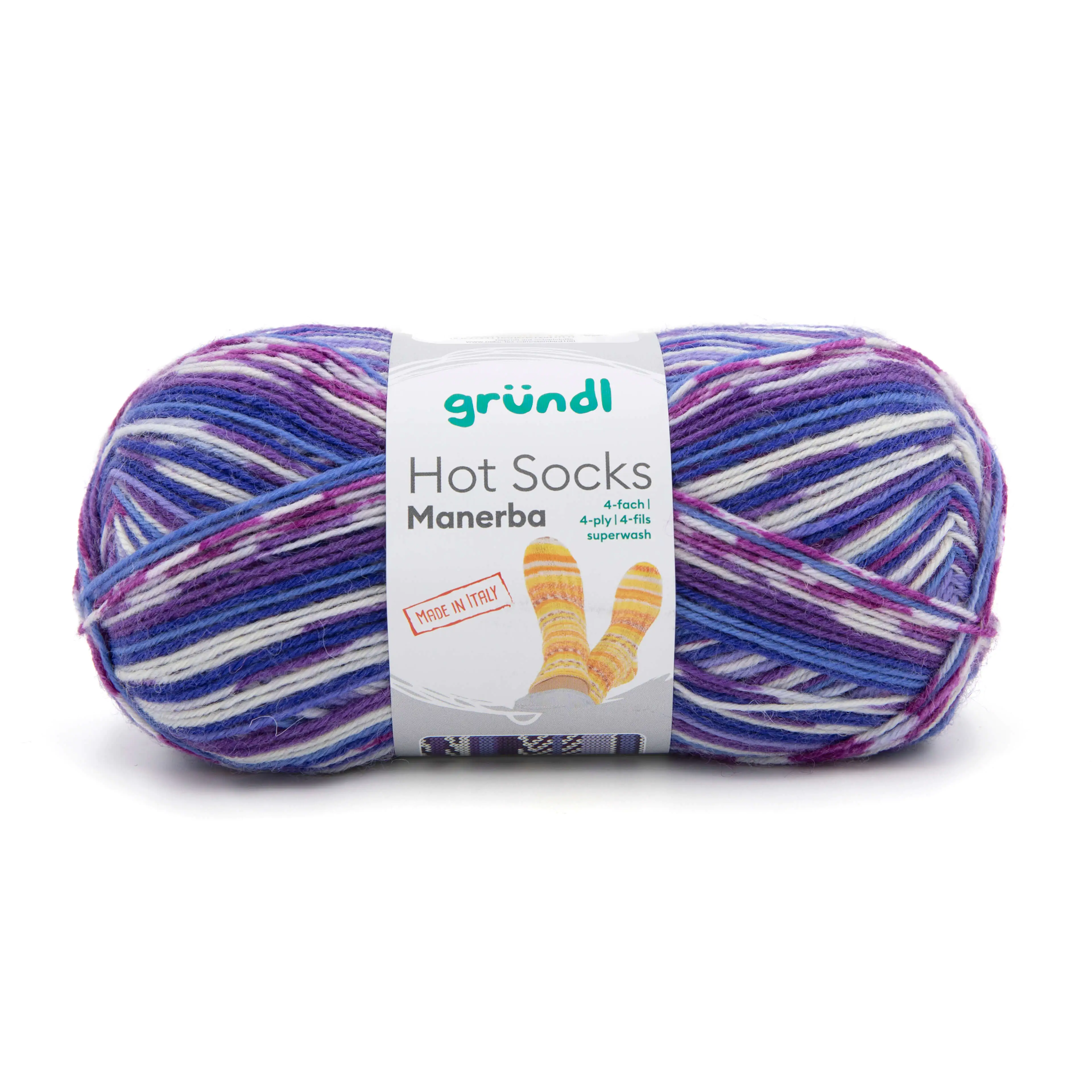 Gründl Wolle Hot Socks Manerba 4-fach 100 g blau-violet-flieder-natur