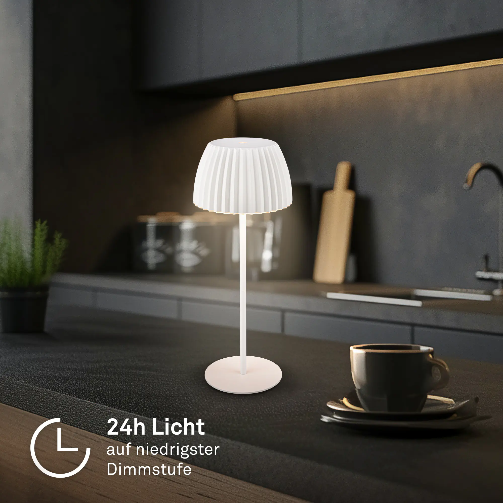 Briloner LED-Tischleuchte Riffle mit Akku weiß dimmbar