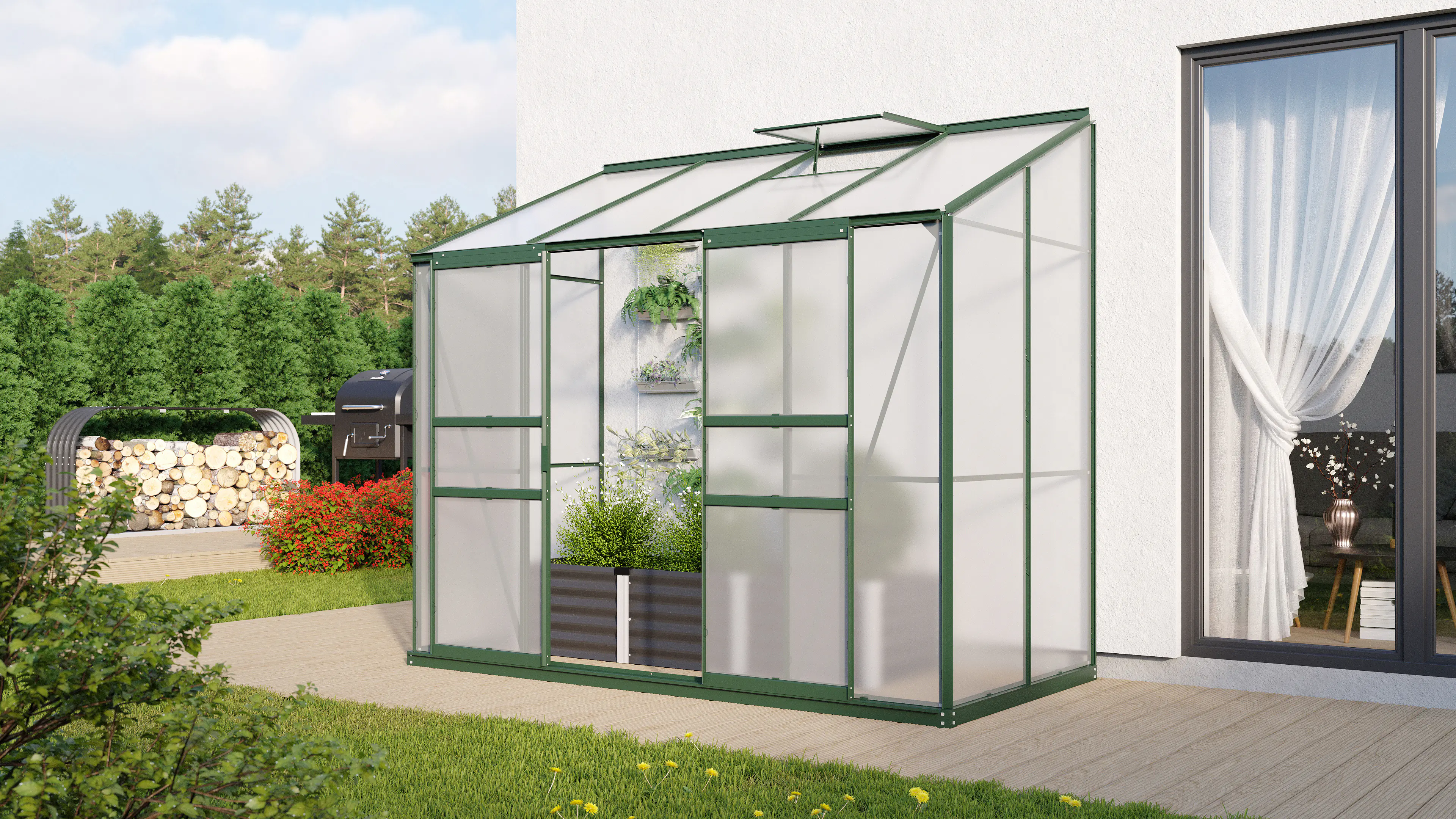 Vitavia Anlehngewächshaus Styx 3300 128 x 254 cm 4 mm Hohlkammerplatten Vitavia Anlehngewächshaus Styx 3300 128 x 254 cm 4 mm Hohlkammerplatten