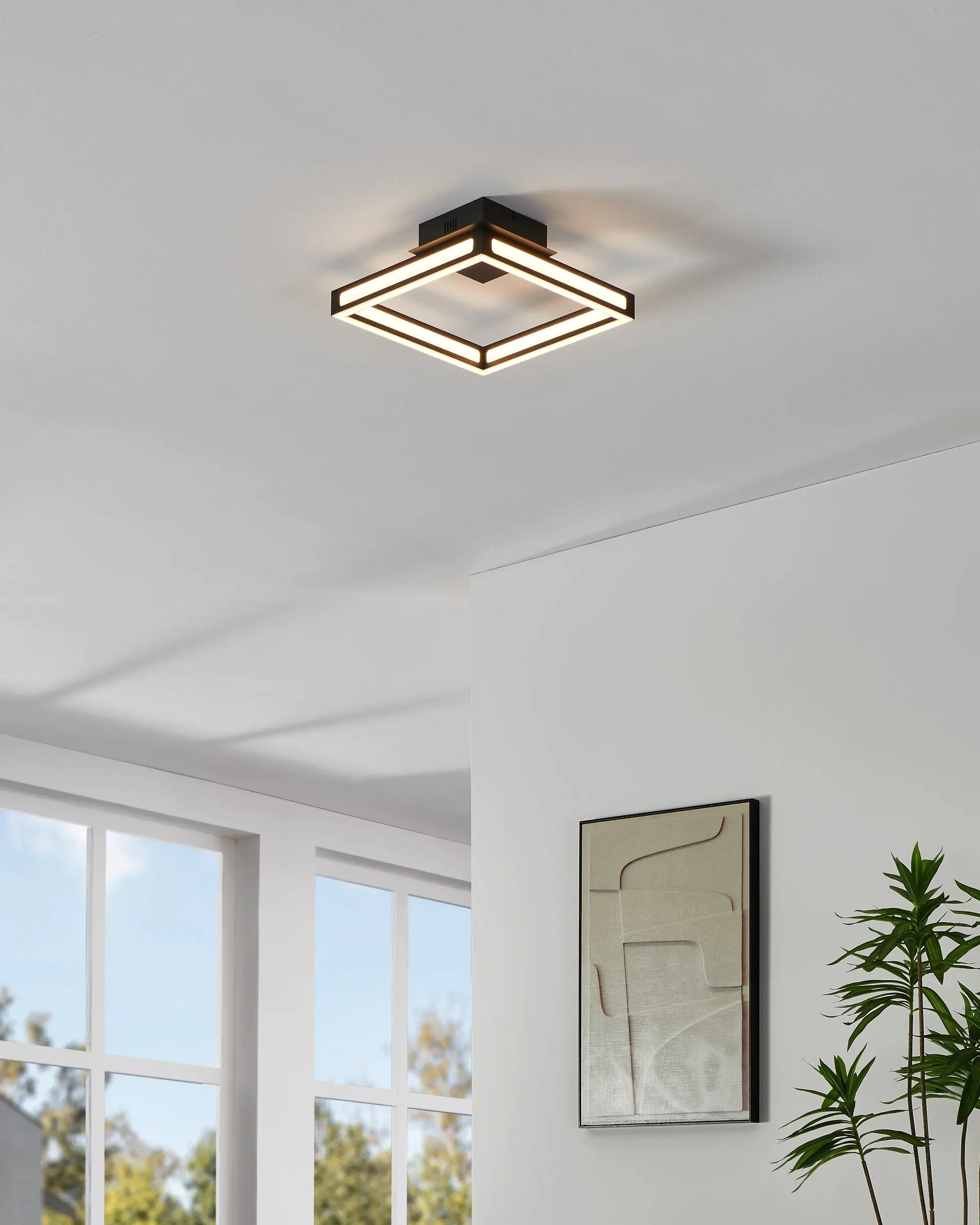 Eglo LED Deckenleuchte Altaflor schwarz-weiß 31,5 x 31,5 cm warmweiß