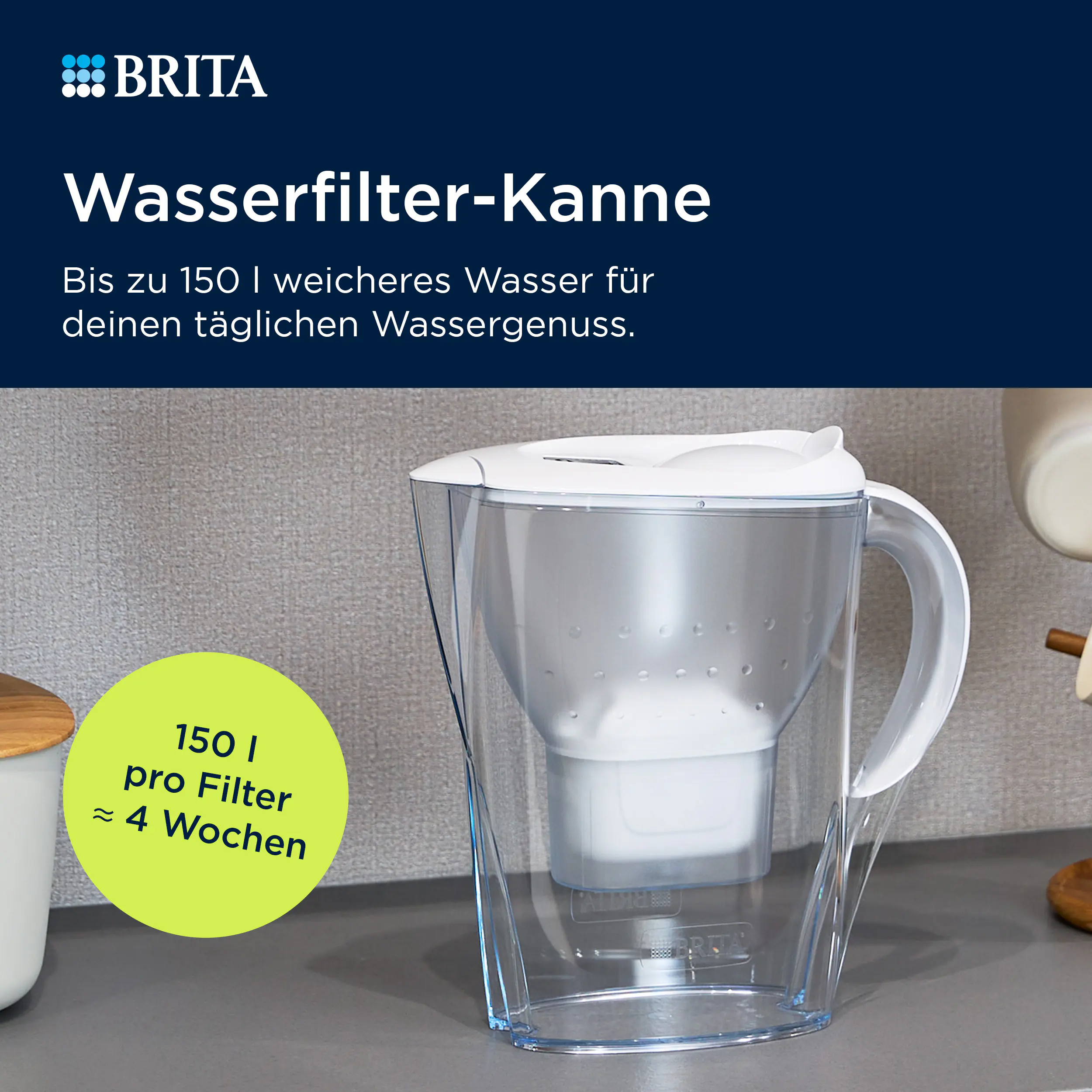 Brita Wasserfilter-Kanne Marella graphit, 2,4 l Füllmenge