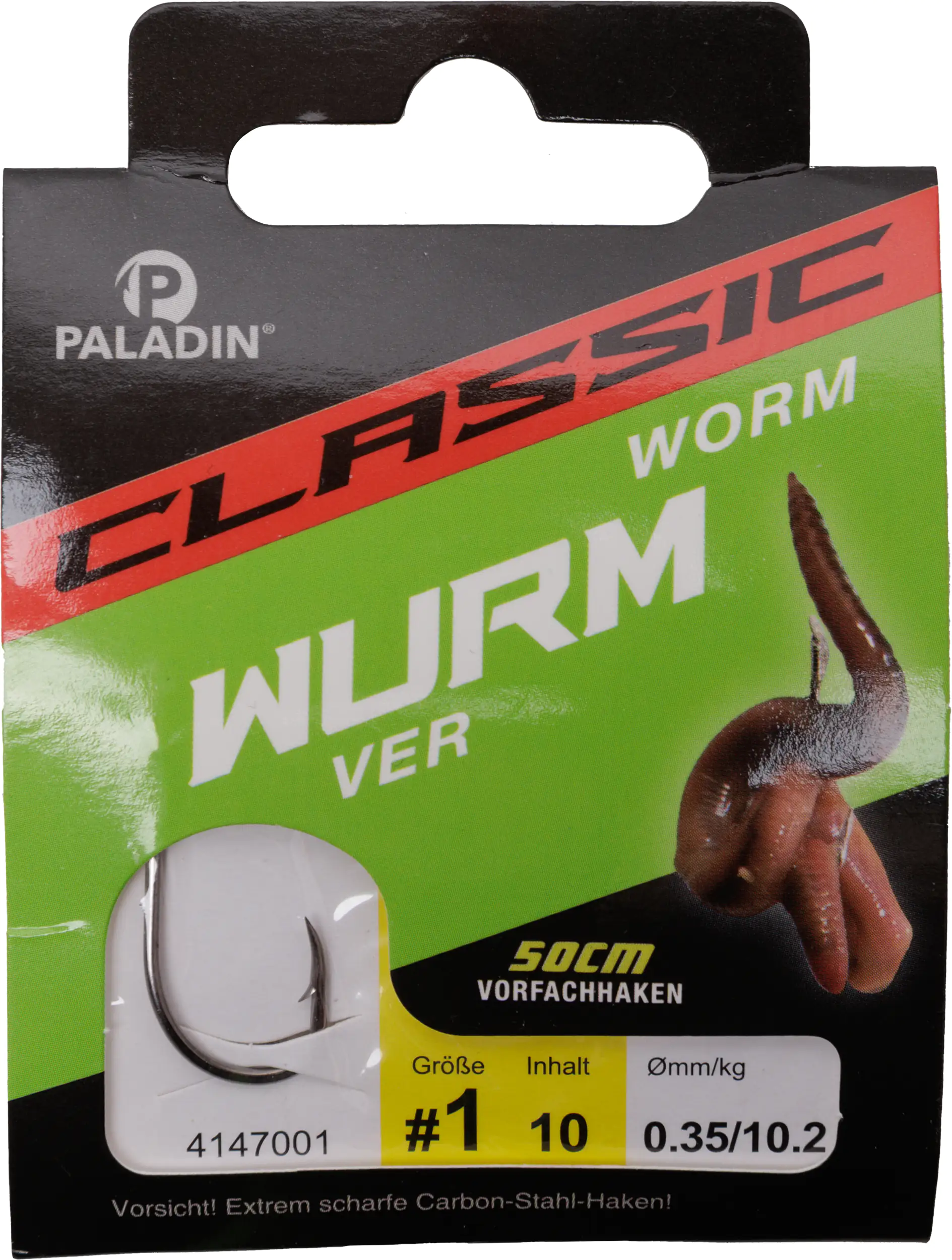 Paladin Wurmhaken gebunden Größe 1 50 cm 10 Stück gunsmoke 