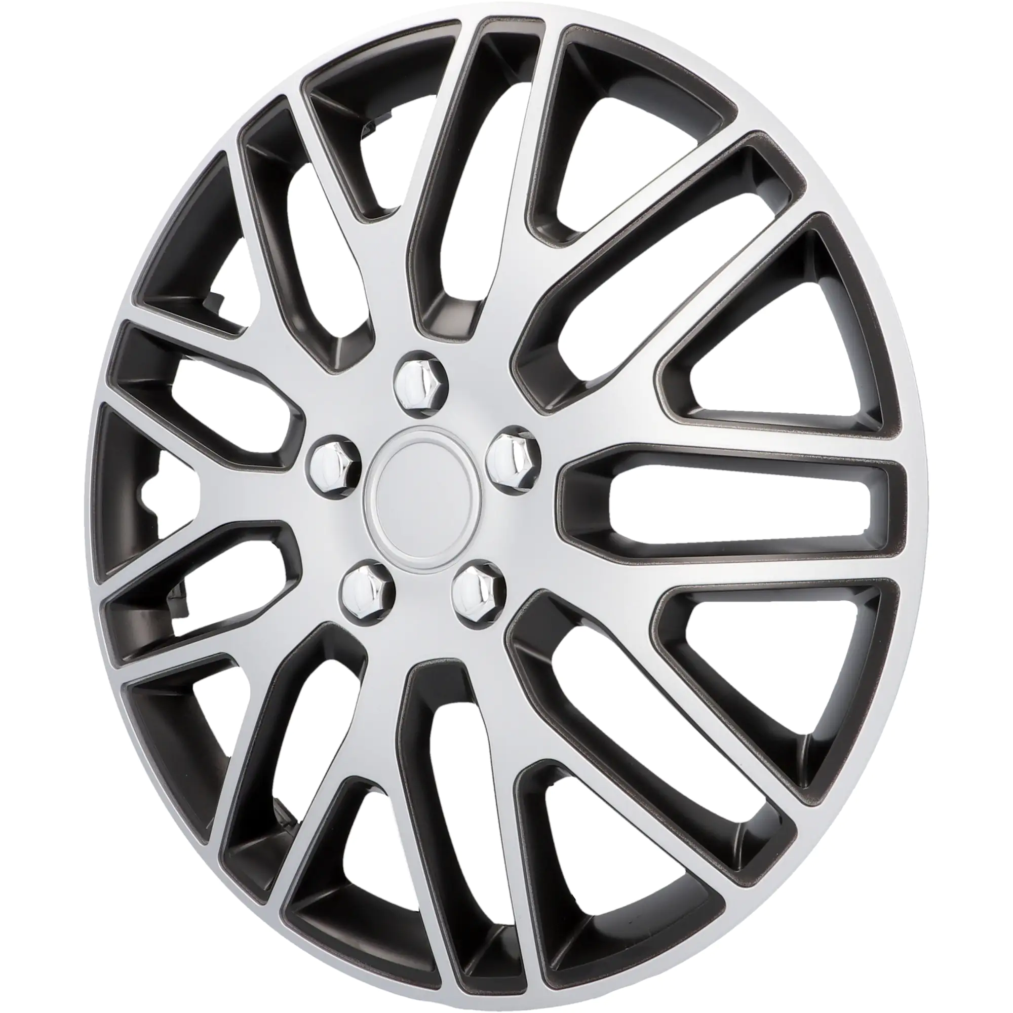 Cartrend Radzierblende Branch 38 cm (15 Zoll) silber schwarz 4 stück