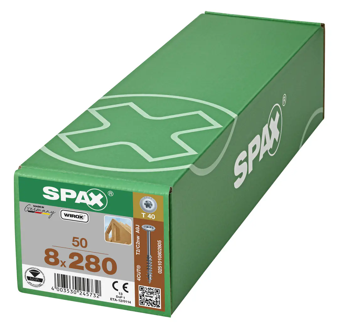 Spax Holzbauschrauben 8.0 x 280 mm TX 40 Tellerkopf - 50 Stk.