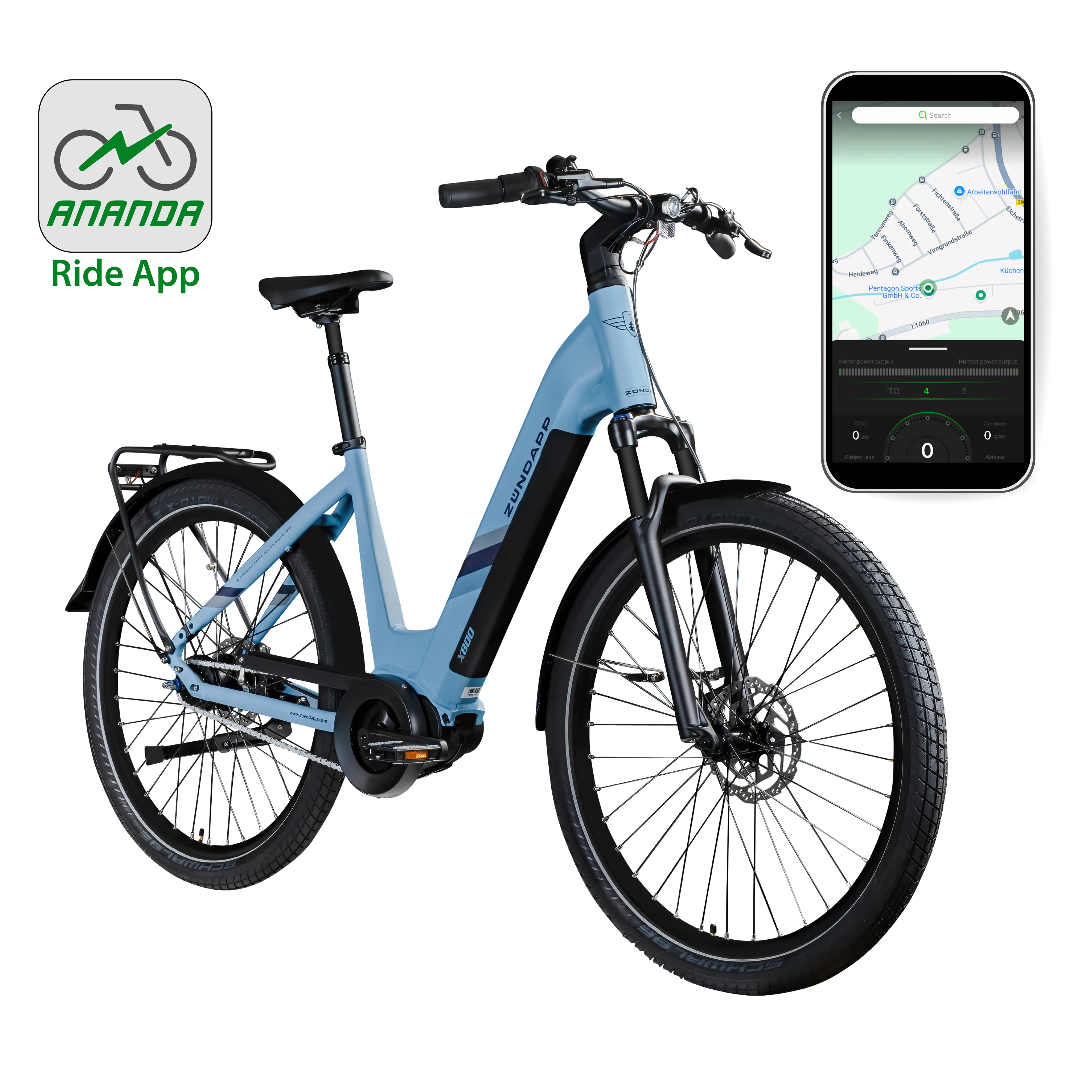 Zündapp E-Bike City X800 27,5 Zoll 7-Gang 550 Wh pastellblau 