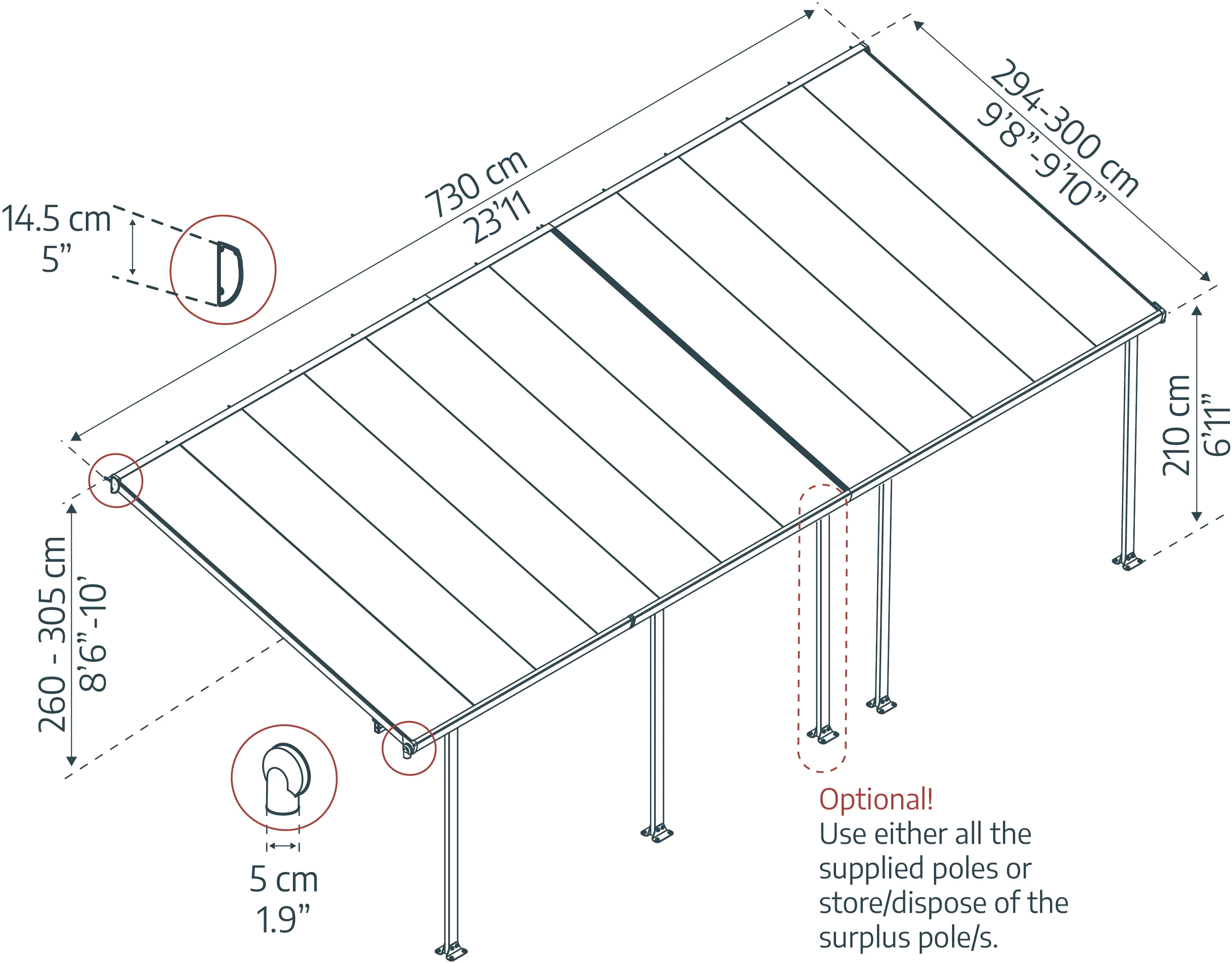 Canopia Terrassenüberdachung Feria 730 x 294 cm weiß Canopia Terrassenüberdachung Feria 730 x 294 cm weiß