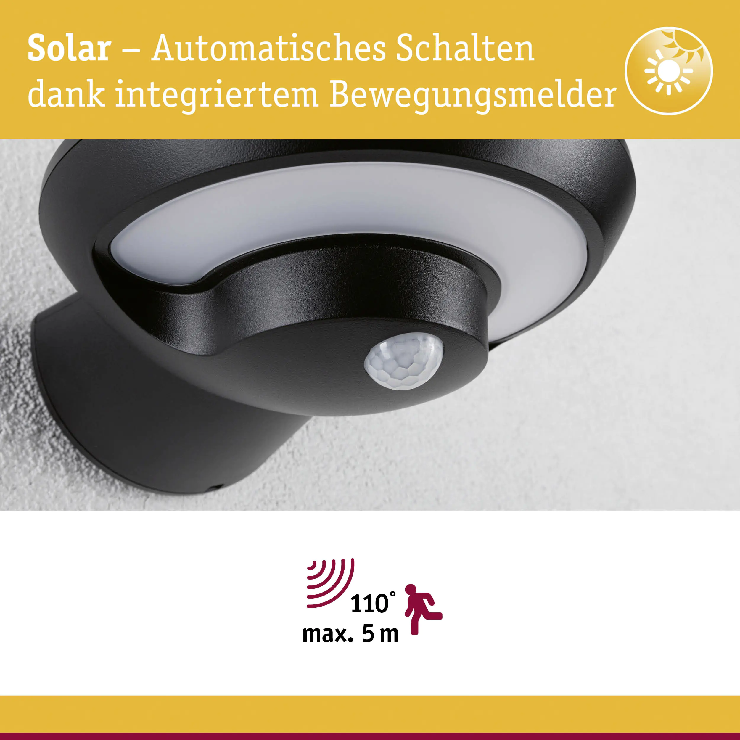 Paulmann Solar-Wandleuchte Borola anthrazit warmweiß mit Bewegungsmelder Paulmann Solar-Wandleuchte Borola anthrazit warmweiß mit Bewegungsmelder