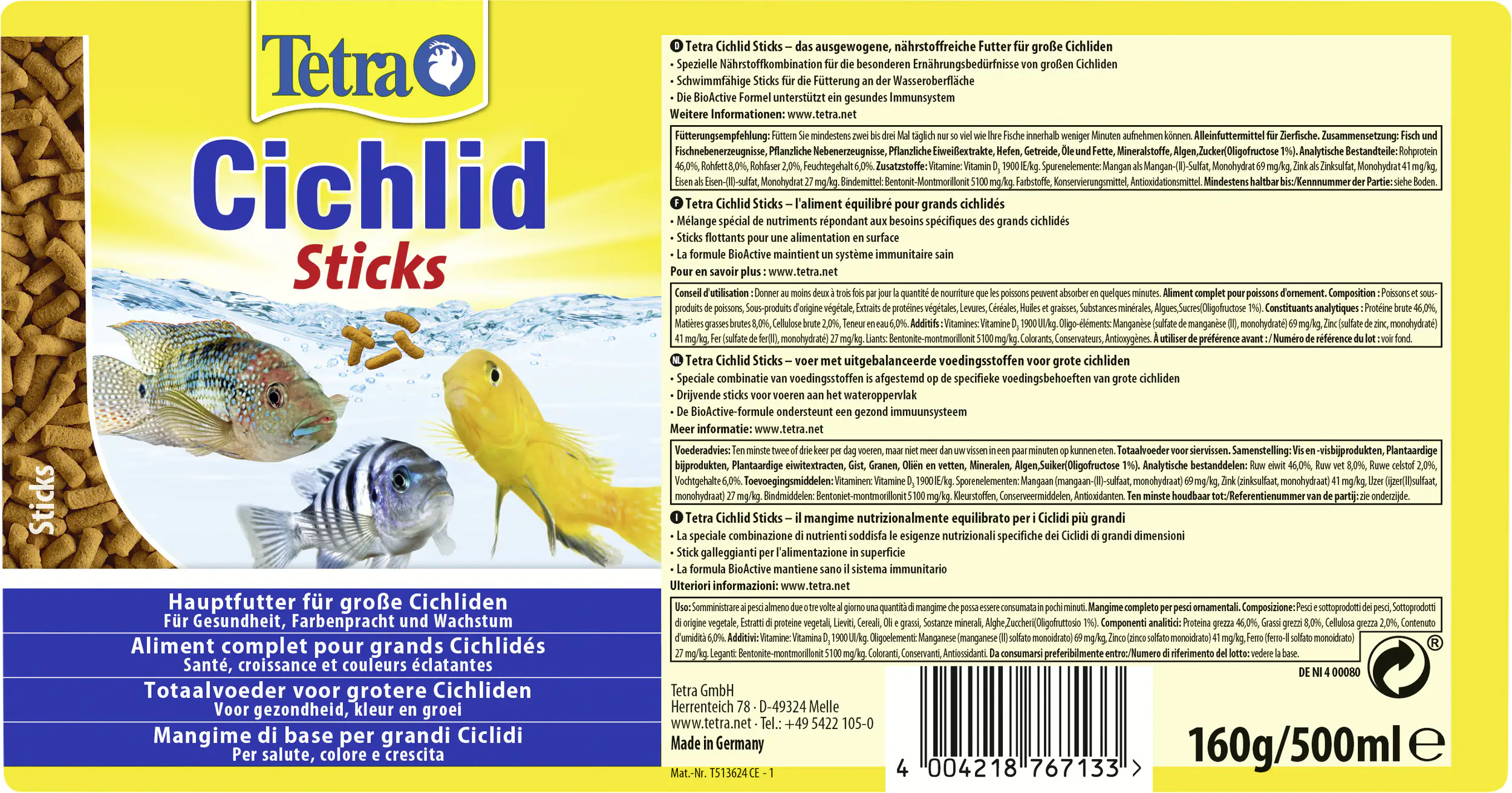 Tetra Cichlid Sticks 500 ml