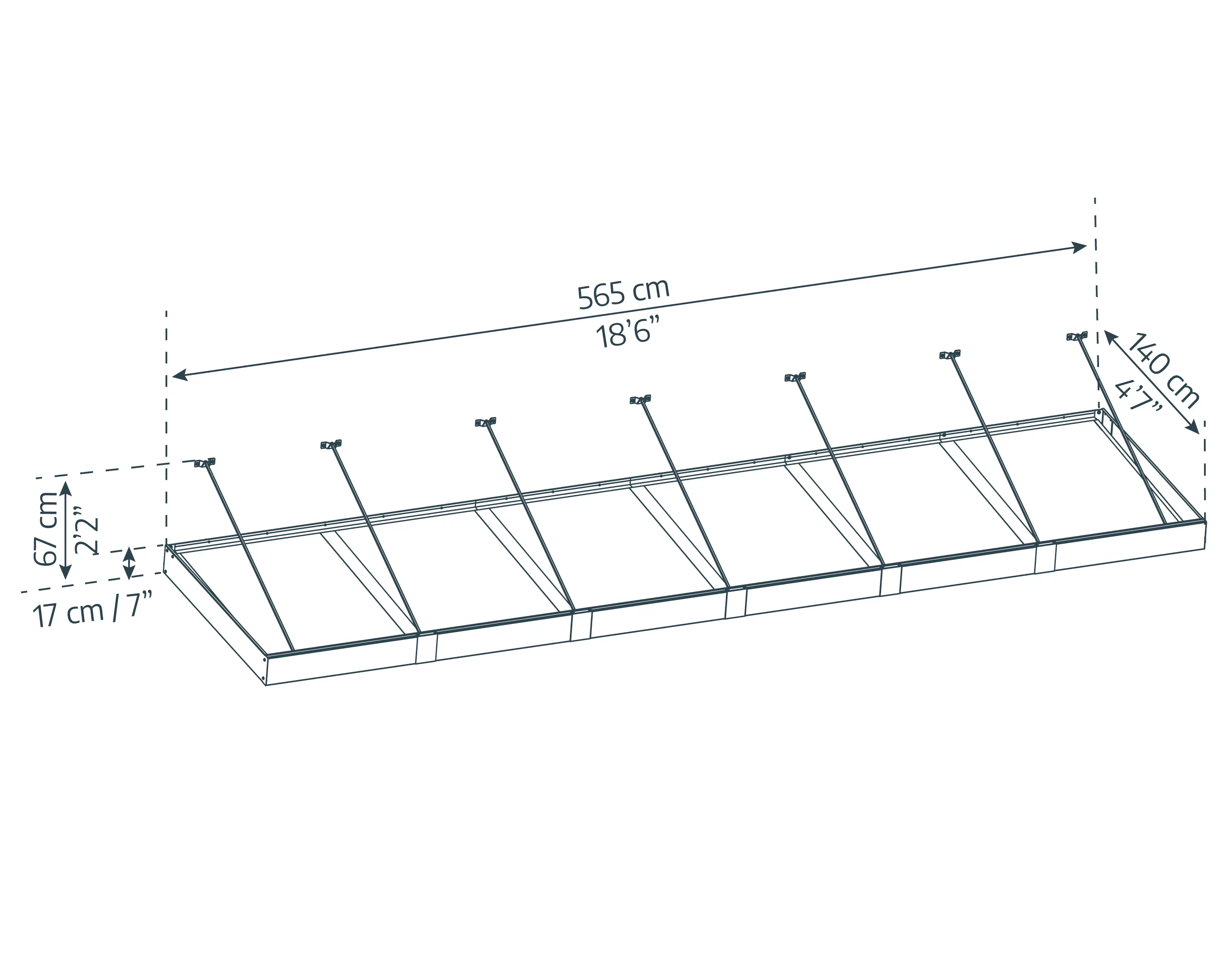 Canopia Vordach Sophia XL 6000 Grau Alu 565 x 140 cm
