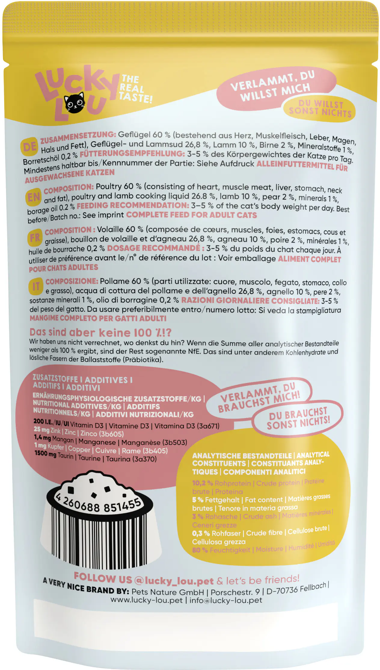 Lucky Lou Lifestage Adult Geflügel und Lamm 125g