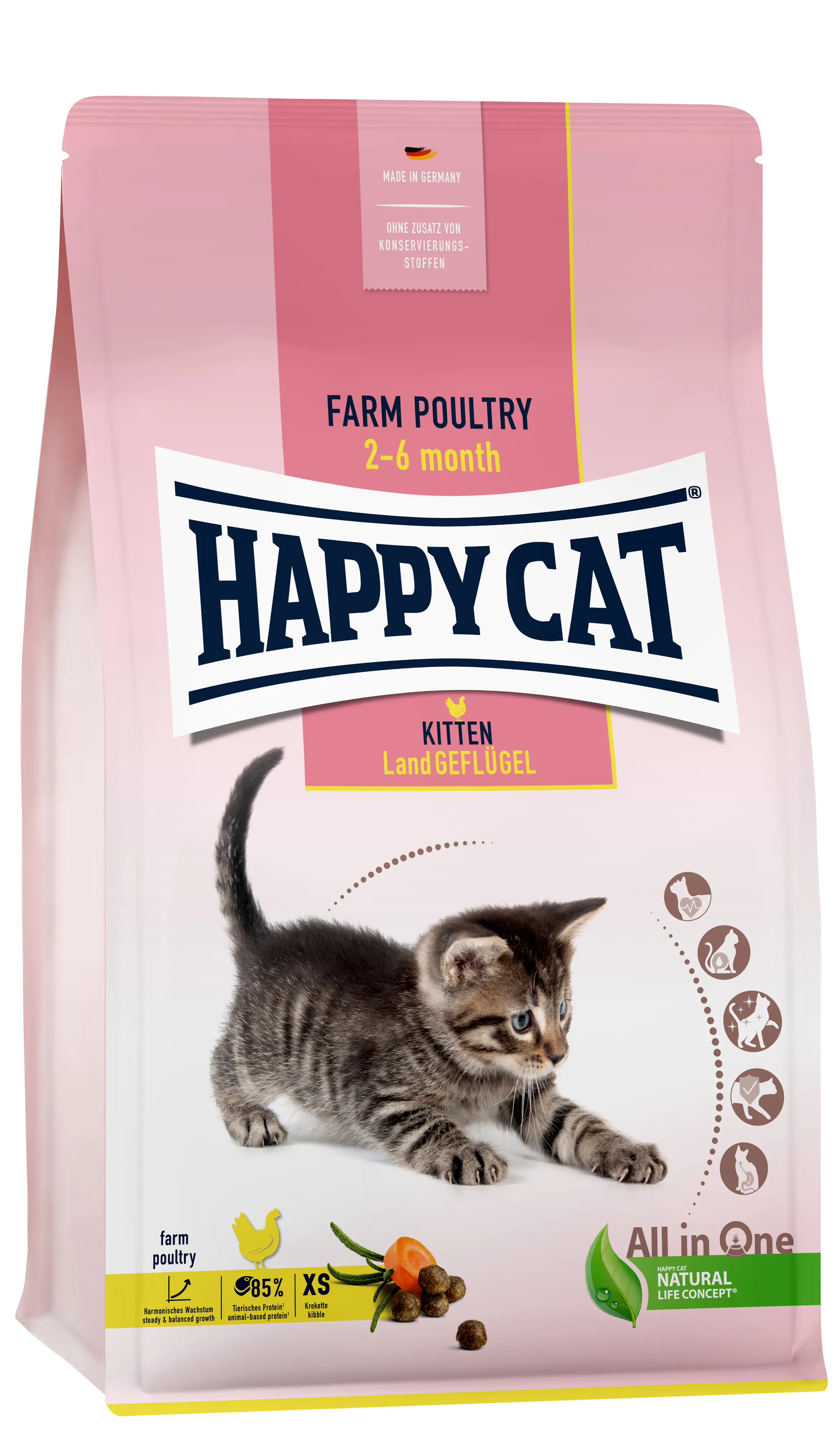 HappyCat Katzenfutter Kitten Land Geflügel 1,3 kg