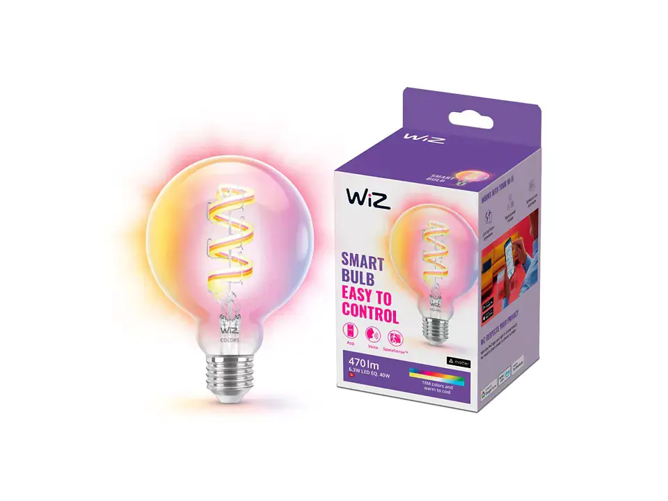WIZ LED-Leuchtmittel Filament Globe G95 E27 6,3W warmweiß bis kaltweiß smart RGB