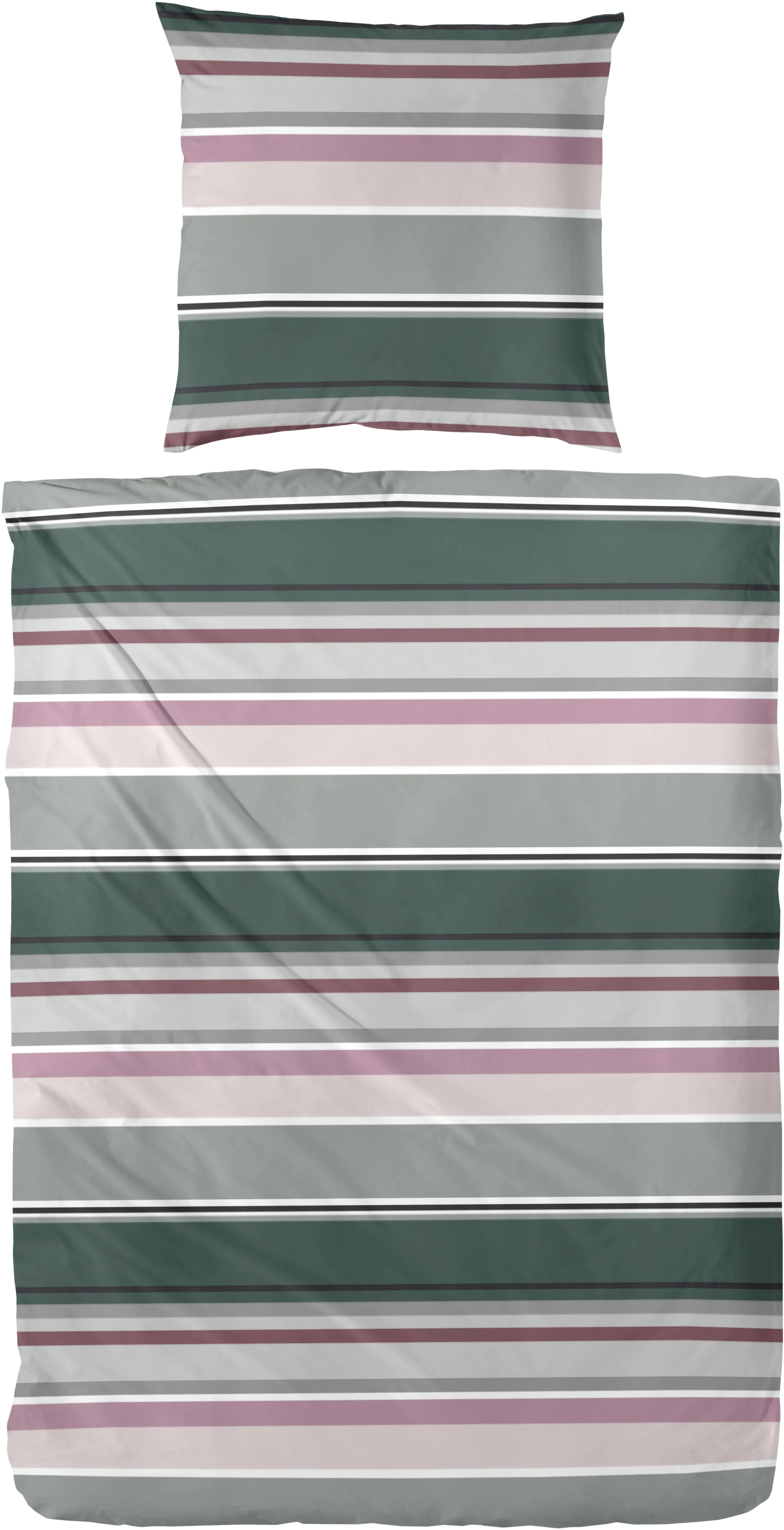 4002895144933 Vario Bettwäsche Perkal Streifen grün, 135 x 200 cm