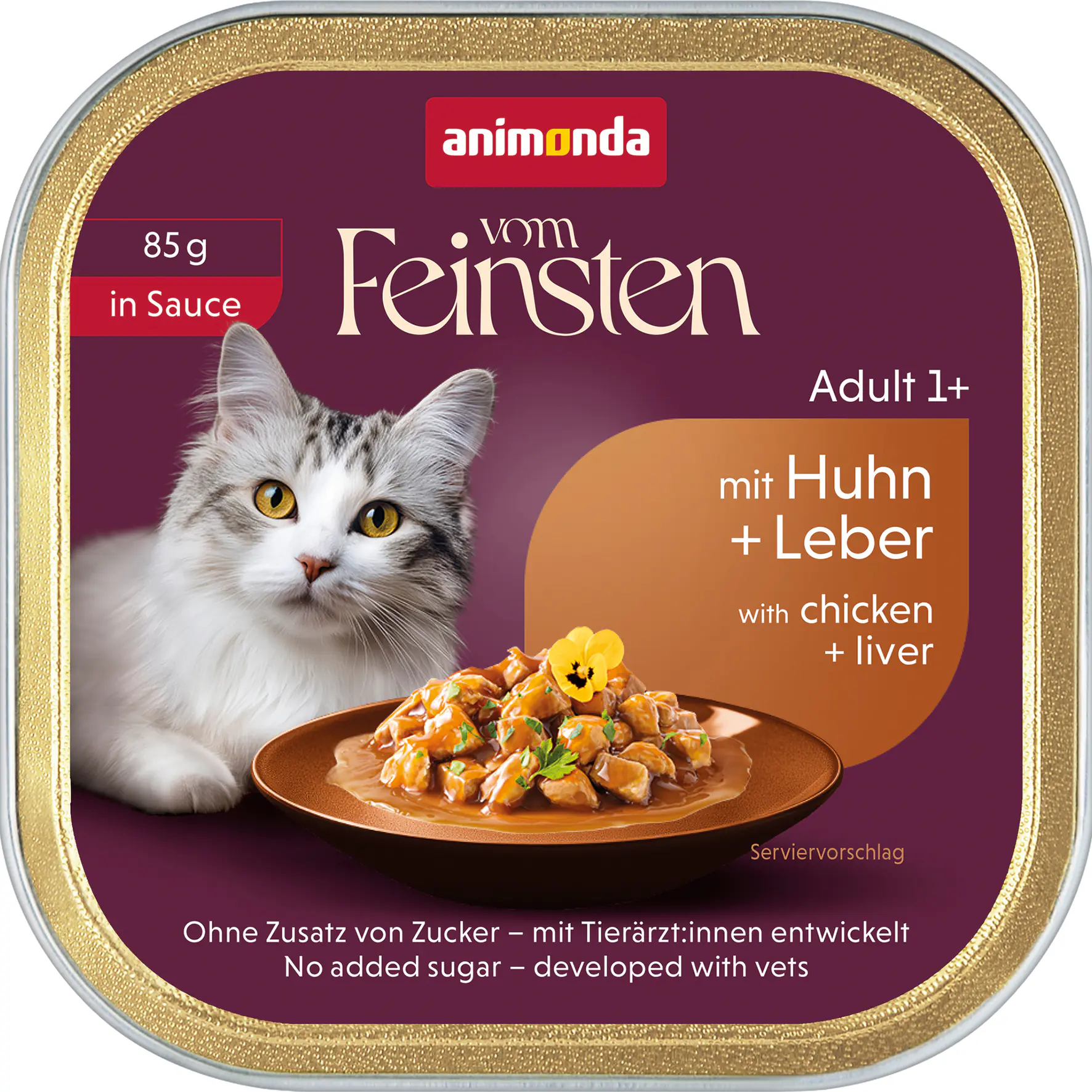 Animonda vom Feinsten Katzennassfutter Adult 85 g Huhn & Leber in Sauce