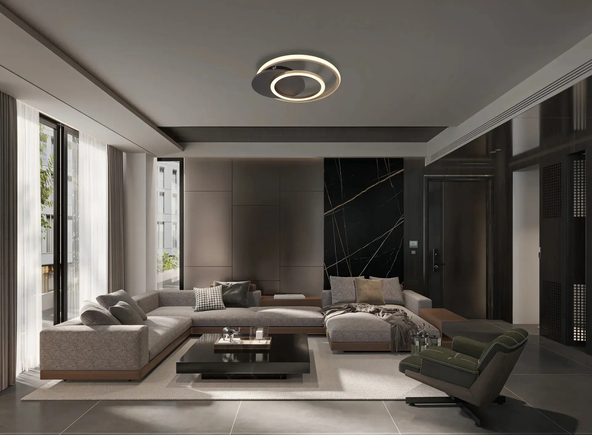 Globo Deckenleuchte Julio 38 x 36 cm grau matt warmweiß