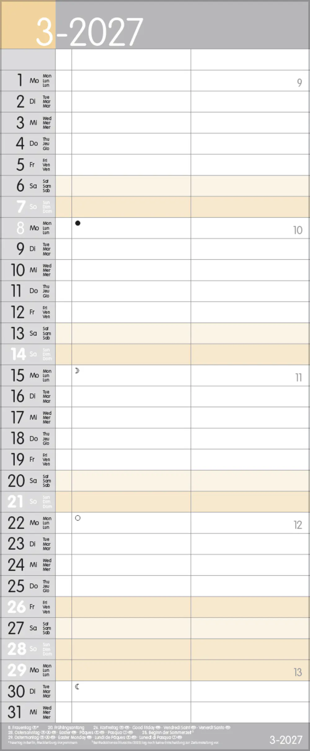 Korsch Kalender My Timer 2027 grau