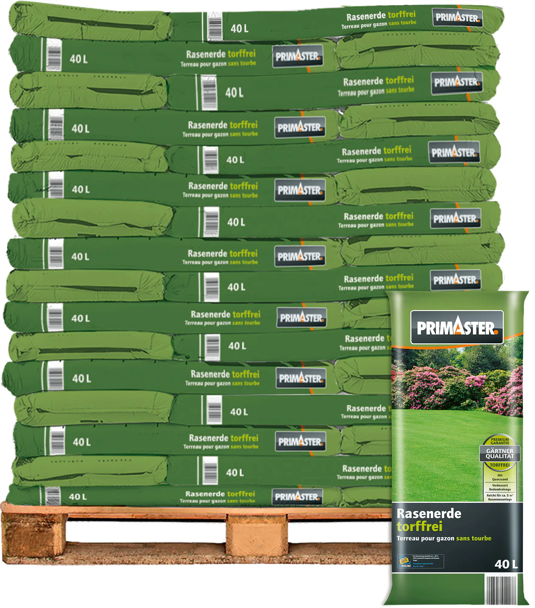 Primaster Rasenerde torffrei 40 L - Palettenabnahme 45 Pack Primaster Rasenerde torffrei 40 L - Palettenabnahme 45 Pack