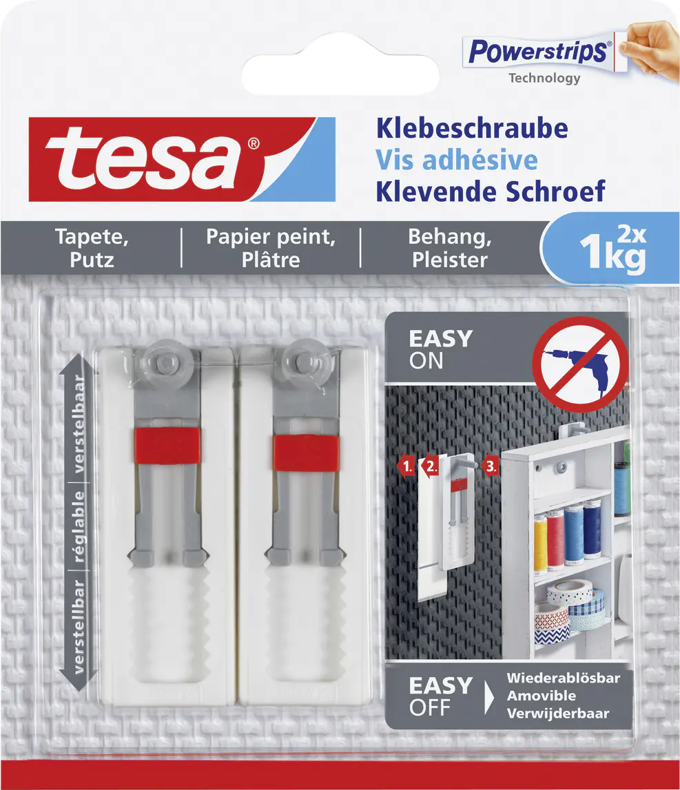 tesa Klebeschraube Traglast 1 kg, 2 Stück