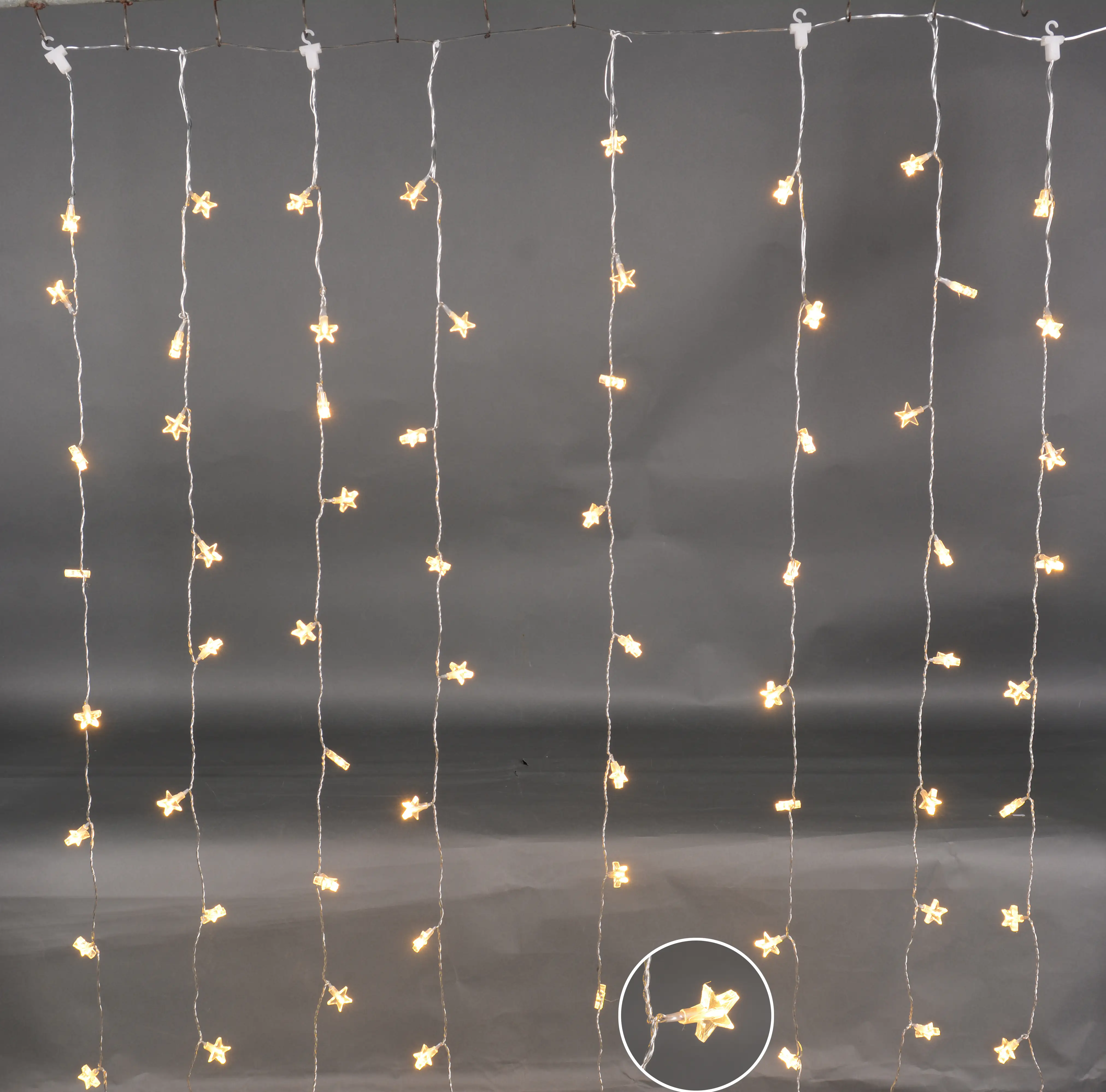 TrendLine LED Lichtervorhang Sterne 1,0 x 2,0 m warmweiß mit Timer