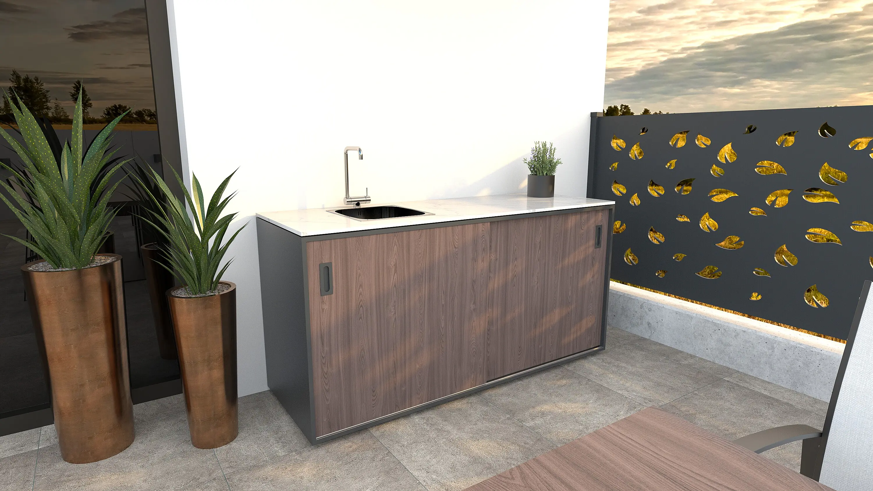 Bellano Living Element für Outdoorküchen inkl. Spüle links und 2 Türen walnuss Bellano Living Element für Outdoorküchen inkl. Spüle links und 2 Türen walnuss