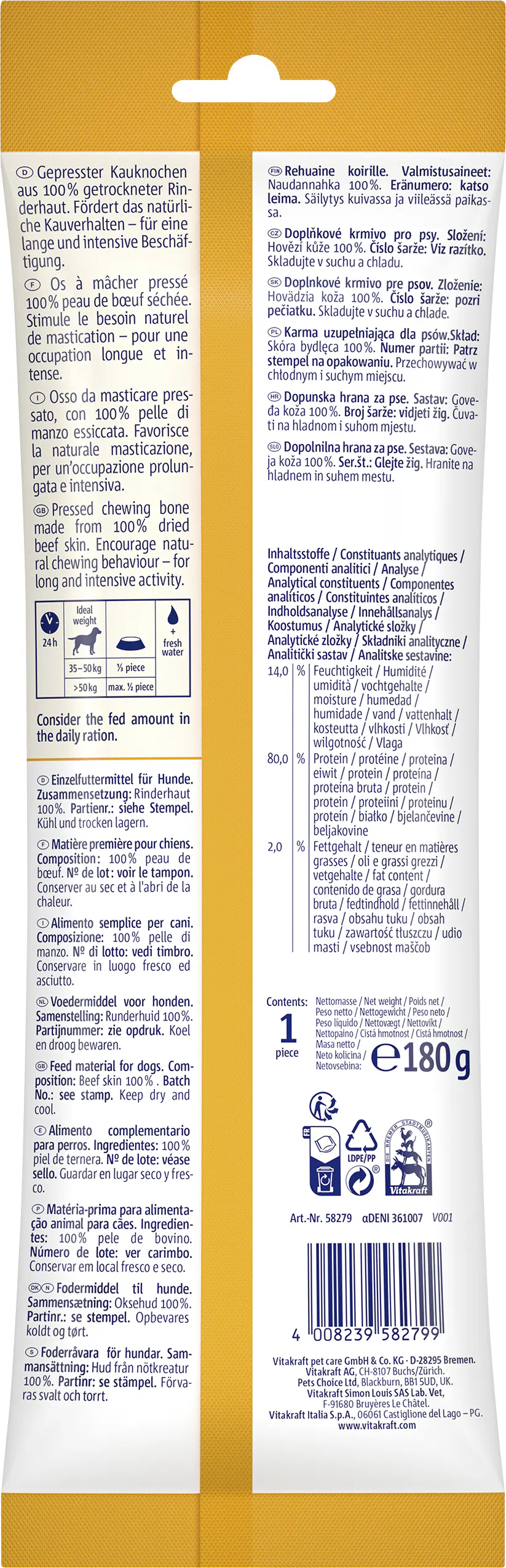 Vitakraft Hundeleckerli Kauknochen 180 g Rind 