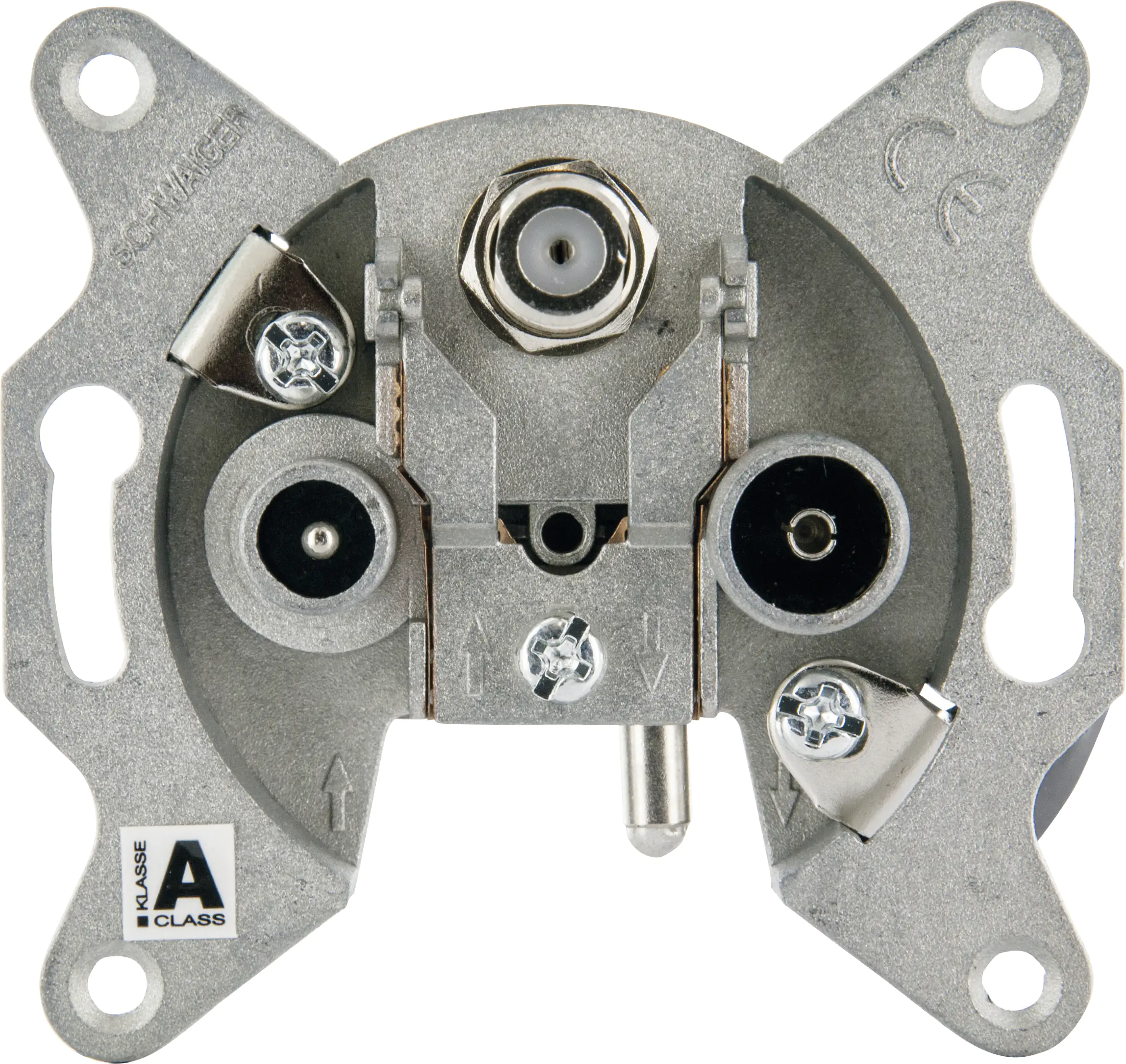 Schwaiger SAT Breitband Durchgangsdose RDS660 531 (16dB), F IEC silber, 3-Loch, 1x F / 2x IEC