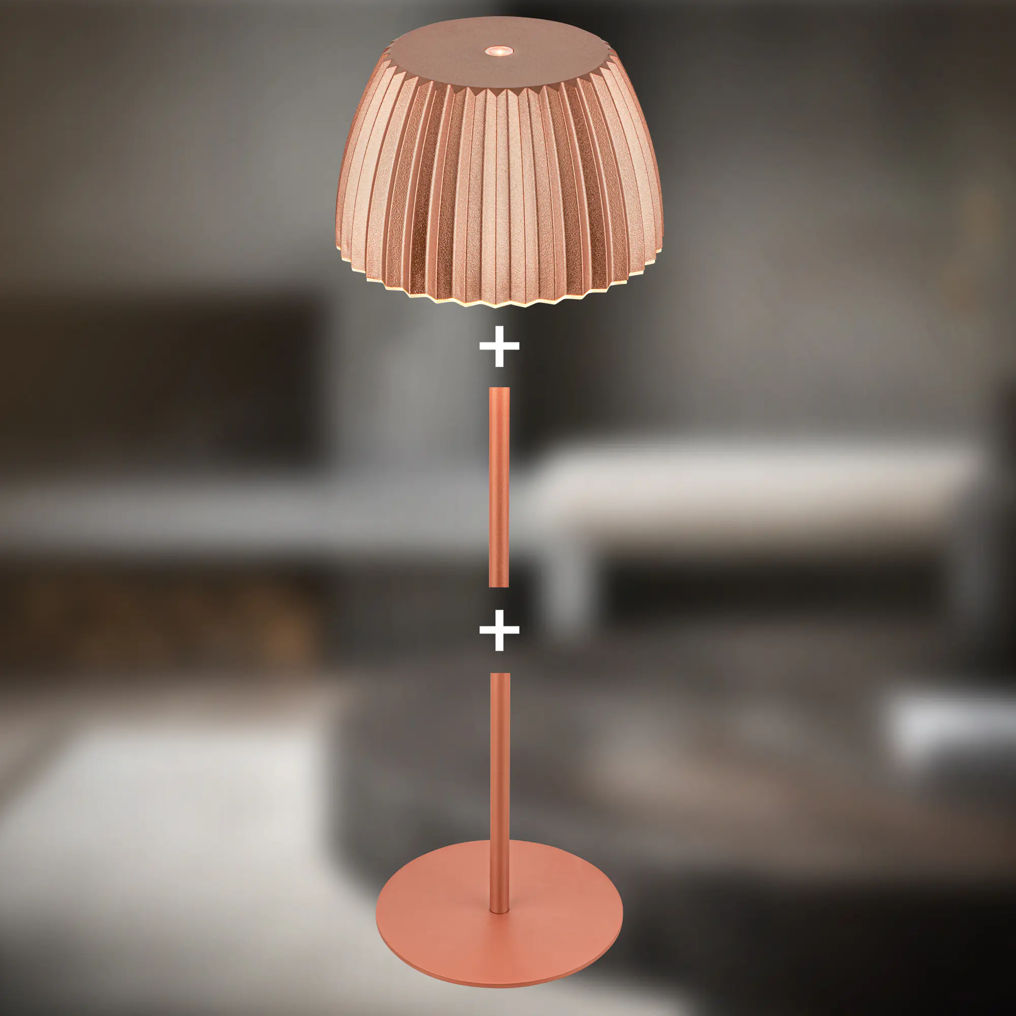 Briloner LED-Tischleuchte Riffle mit Akku kupfer dimmbar