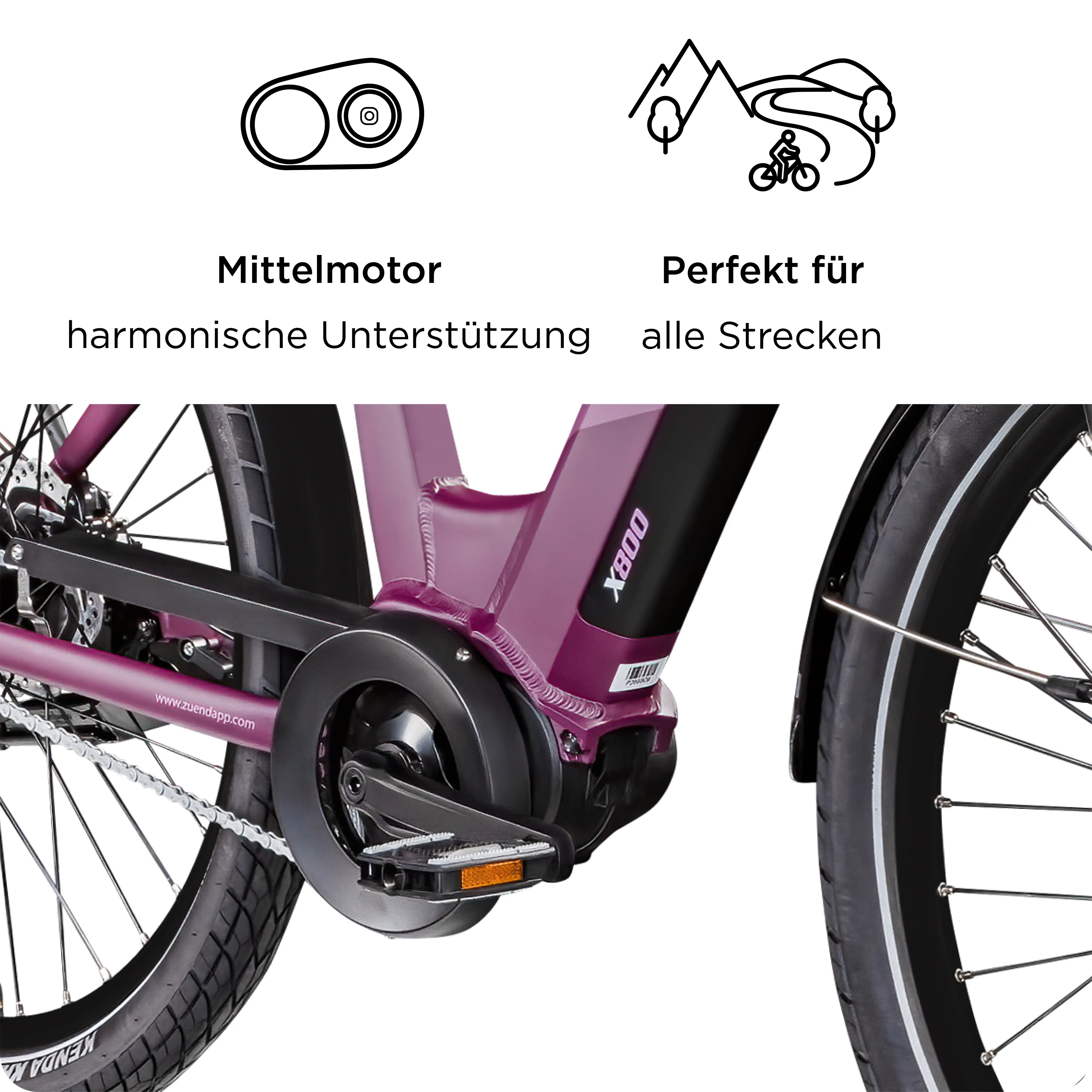 Zündapp E-Bike City X800 27,5 Zoll 7-Gang 550 Wh purple violet
