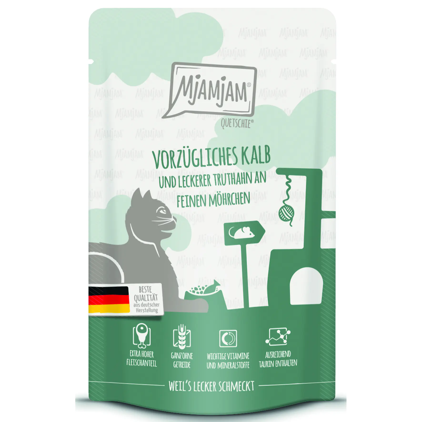 MjAMjAM Quetschie Kalb & Truthahn an Möhrchen Katzenfutter 125 g