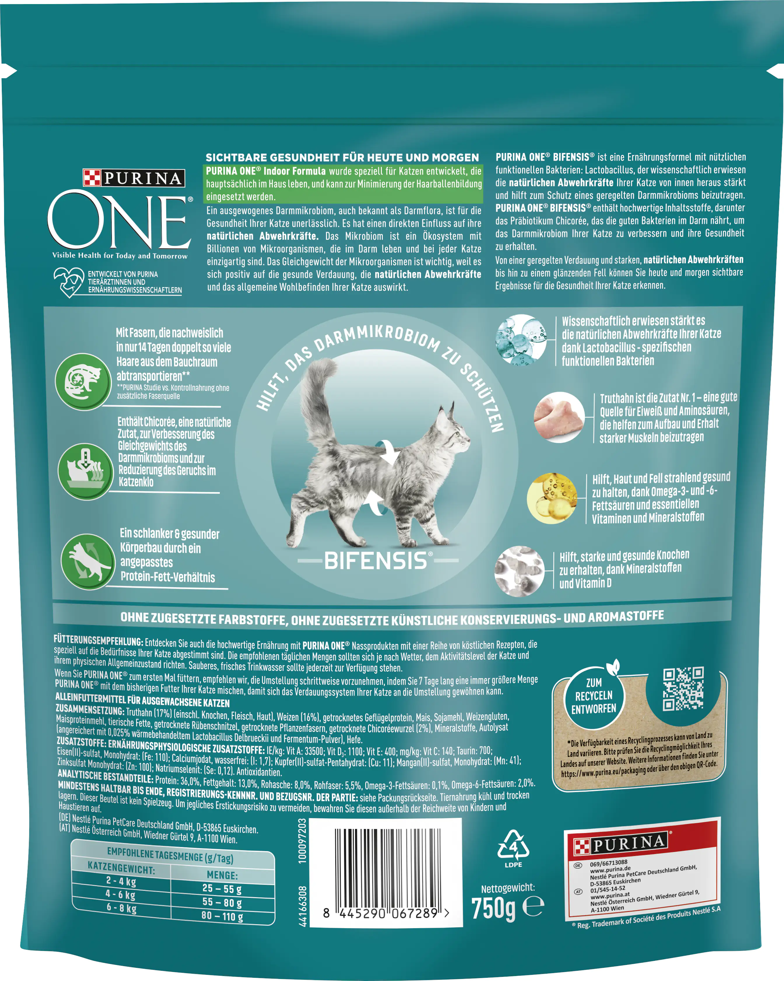 Purina ONE Indoor Formula reich an Truthahn und Vollkorn-Getreide 750 g