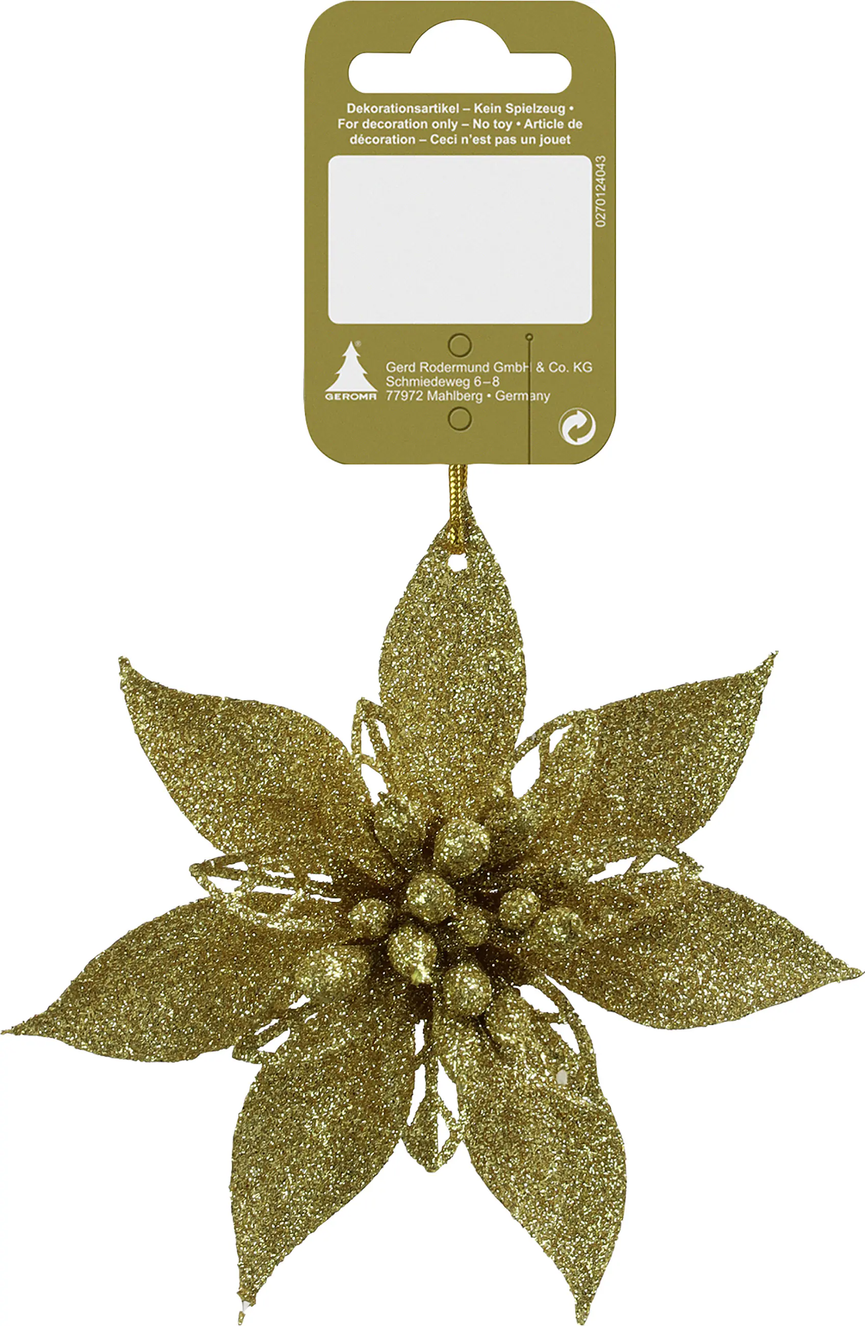 Dekoanhänger Poinsettia-Blüte Kunststoff 12 cm gold