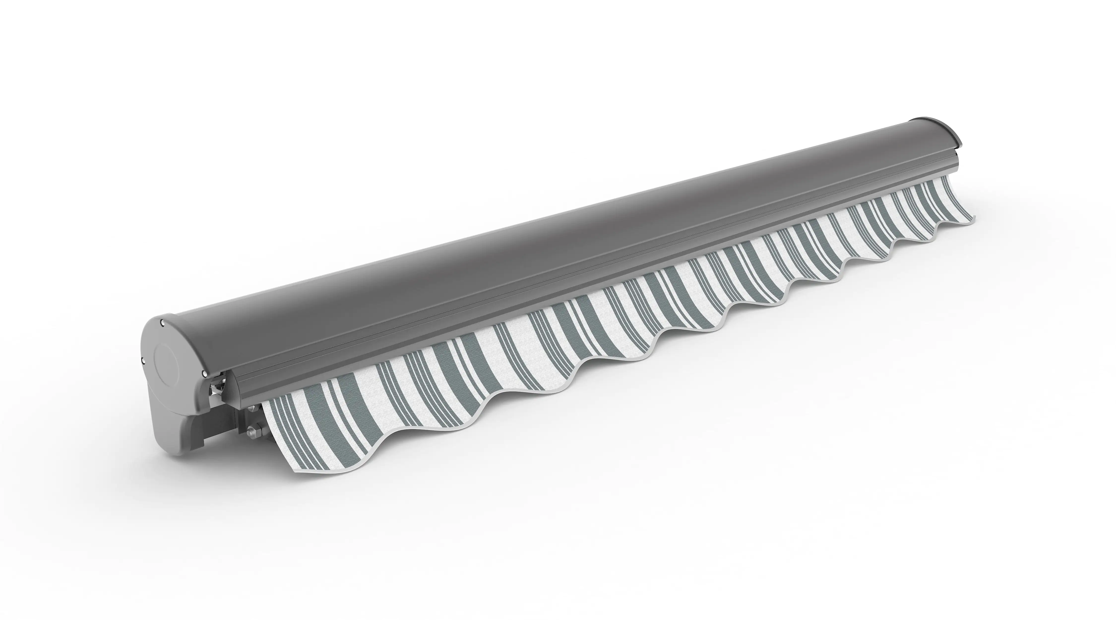 TrendLine Halbkassettenmarkise 4 x 3 m elektrisch grau-weiß gestreift