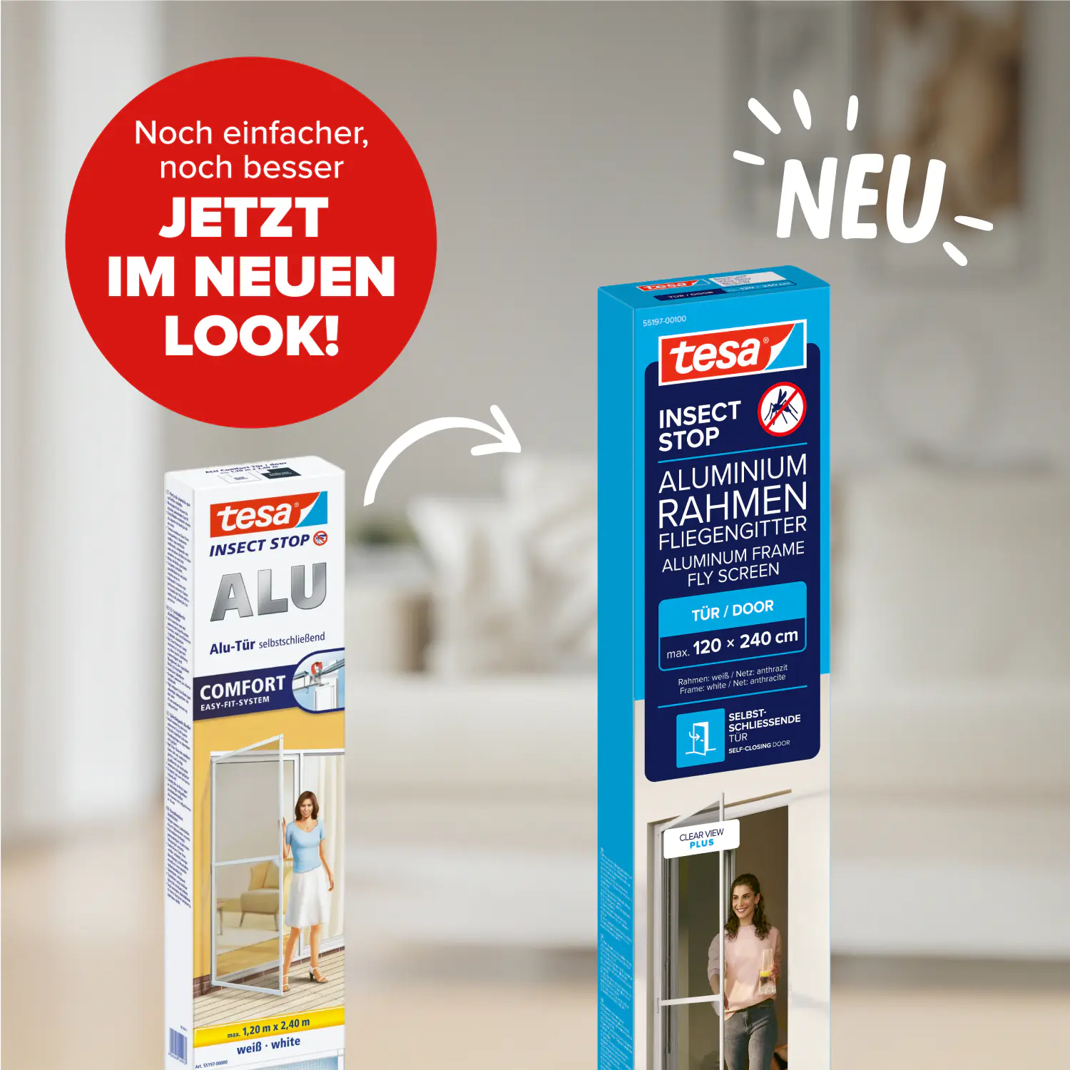 tesa Fliegengitter-Tür Comfort im Alurahmen 120 x 240 cm weiß