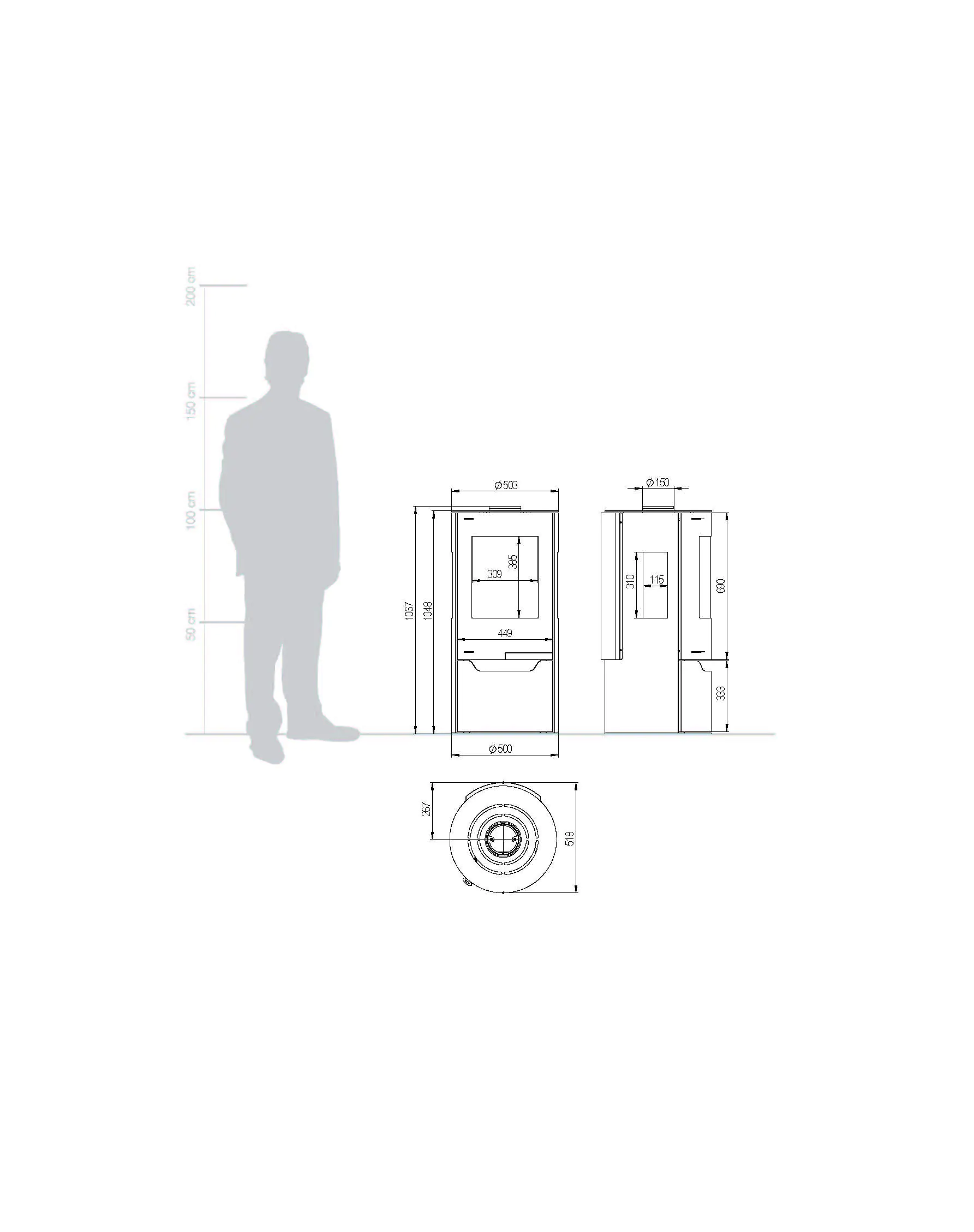 Thermia Kaminofen Hiron Trio Stahl weiß 6 kW