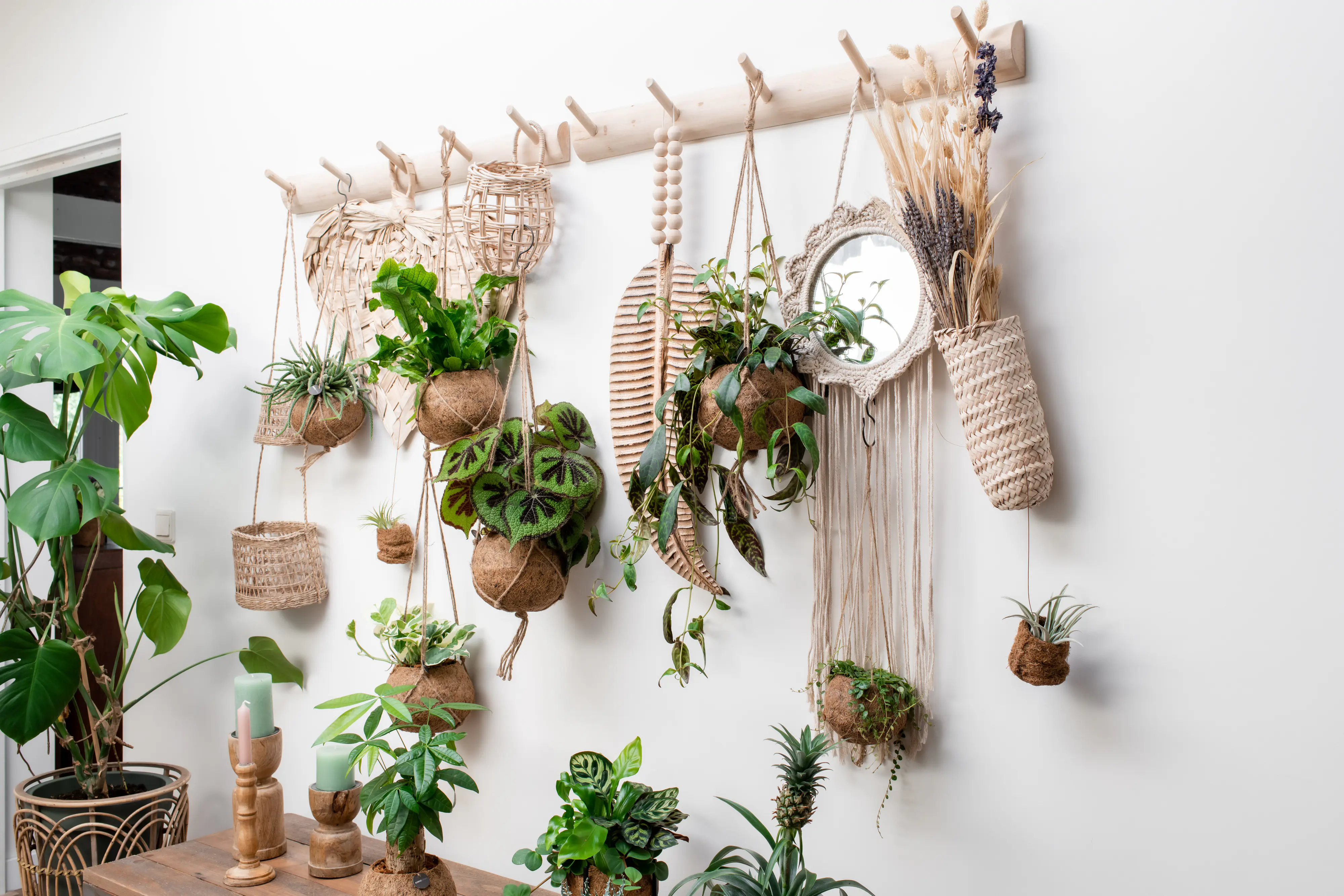 Hängeampel Kokodama Kokosfasern 20 x 17 cm braun