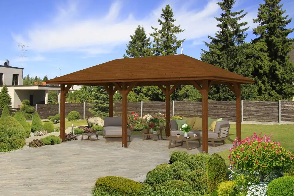 SKAN HOLZ Pavillon Orleans 1 Leimholz, lasiert in Nussbaum