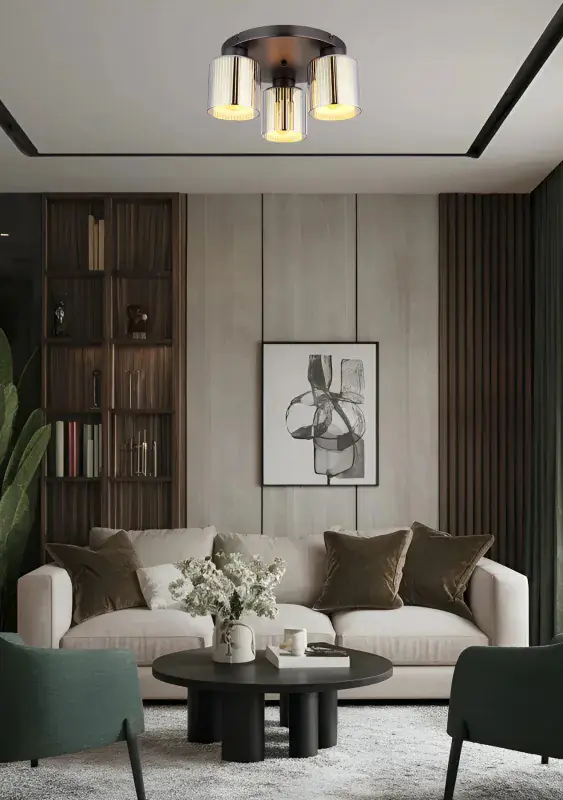 Globo Deckenleuchte Felicia Ø 34,5 x 17,5 cm schwarz-chrom matt