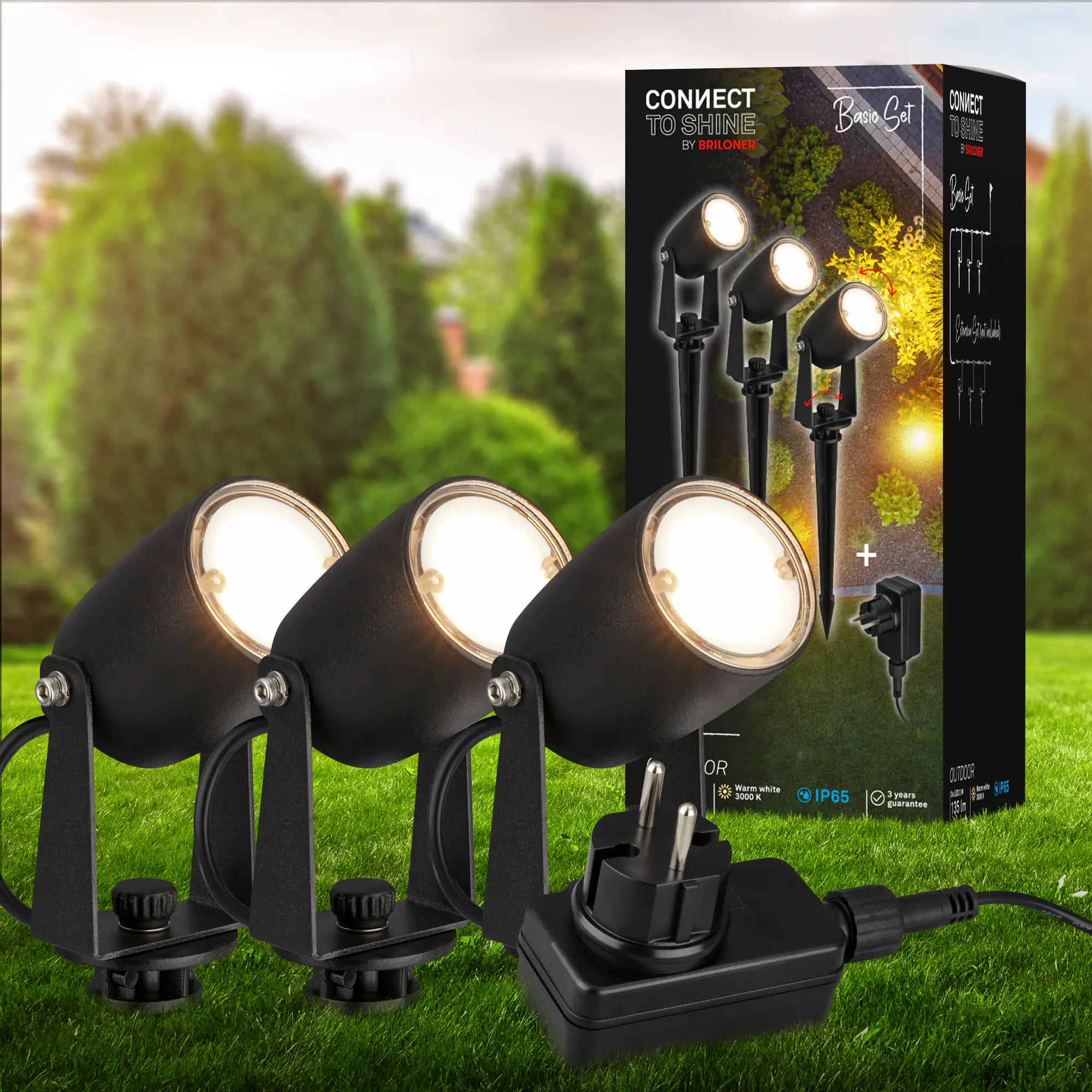 Briloner LED Außen-Bodenstrahler Connect to Shine 3er Starterset 6W warmweiß Briloner LED Außen-Bodenstrahler Connect to Shine 3er Starterset 6W warmweiß