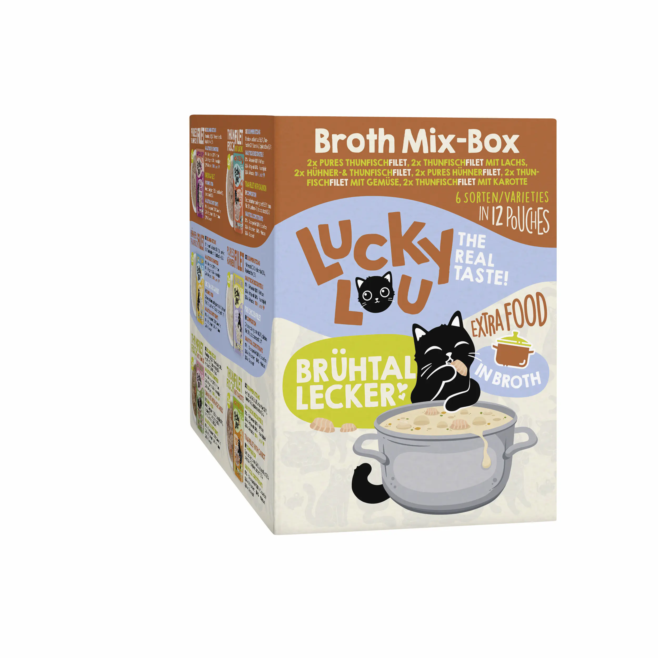 Lucky Lou Extrafood Katzennassfutter Adult getreidefrei 12 x 70 g Sud-Mix-Box