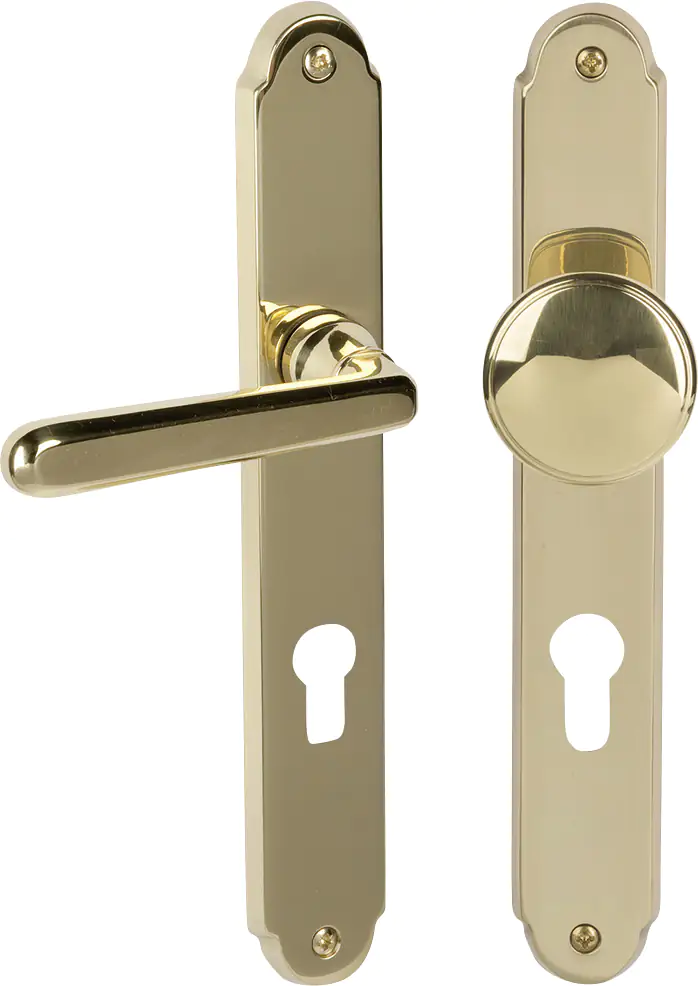 Alpertec PZ-Langschildgarnitur Wien links Messing gold abgerundet