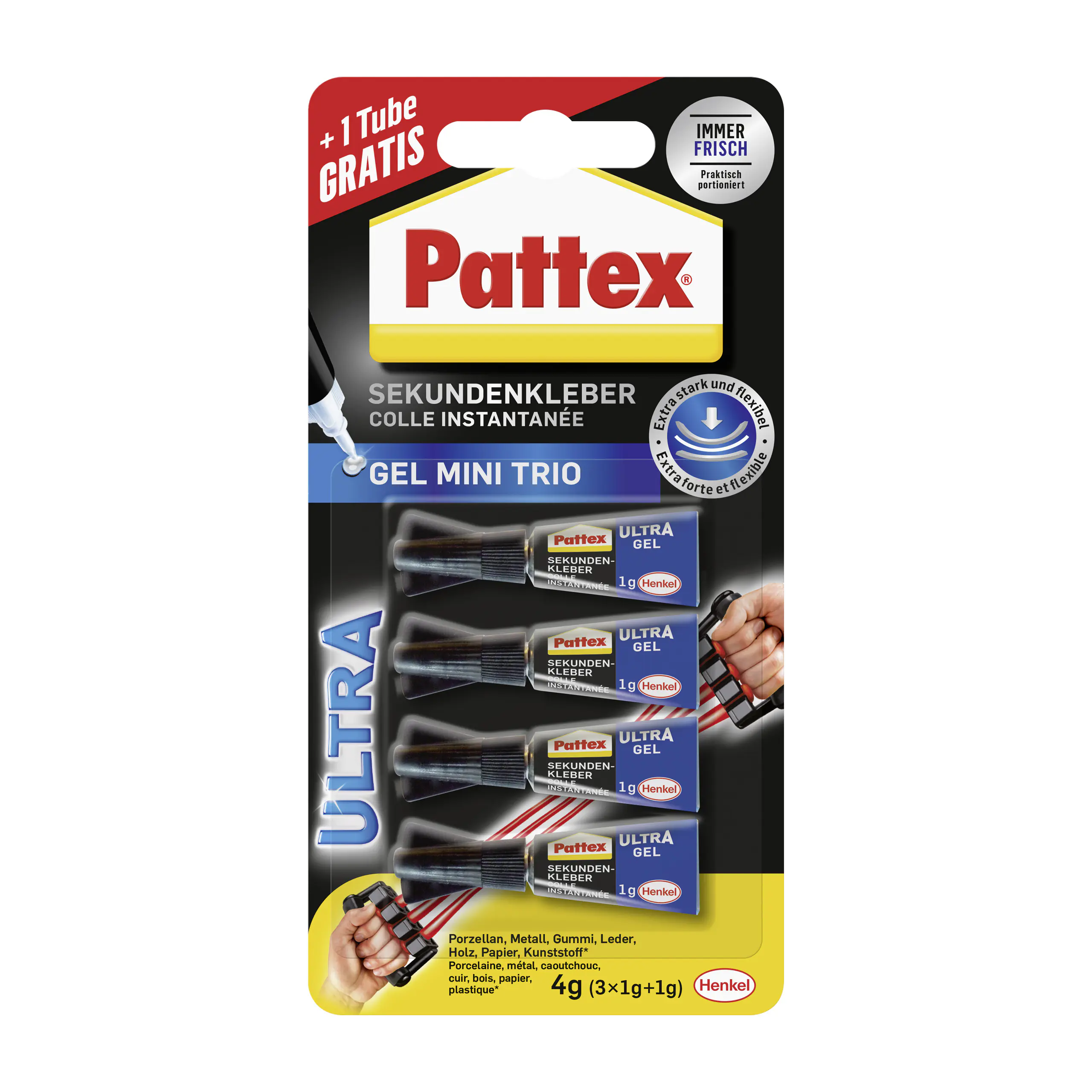 Pattex Sekundenkleber Ultra Mini Trio 3 x 1 g + 1 g