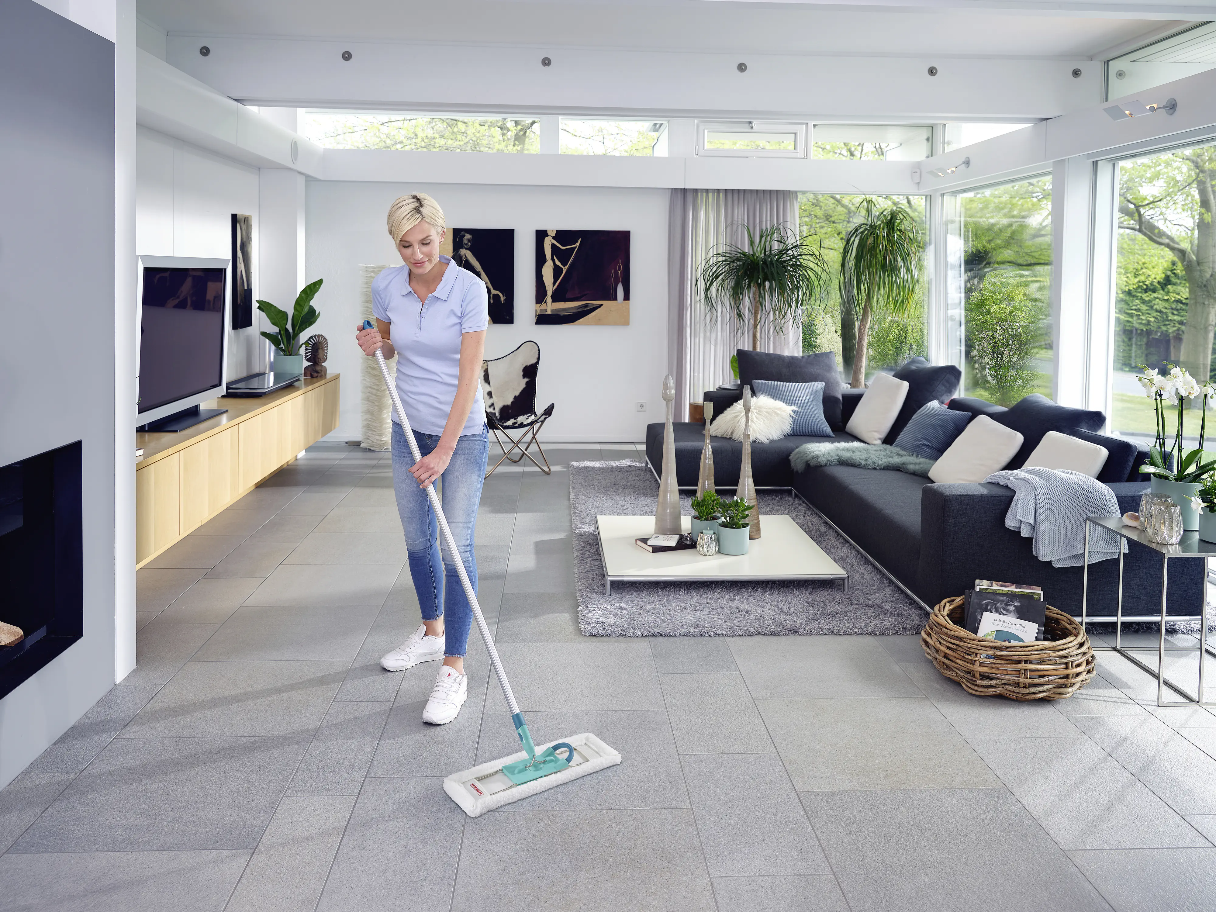 Leifheit Bodenwischer Profi XL Alu mit Stiel & Staubbezug 42 cm Wischbreite