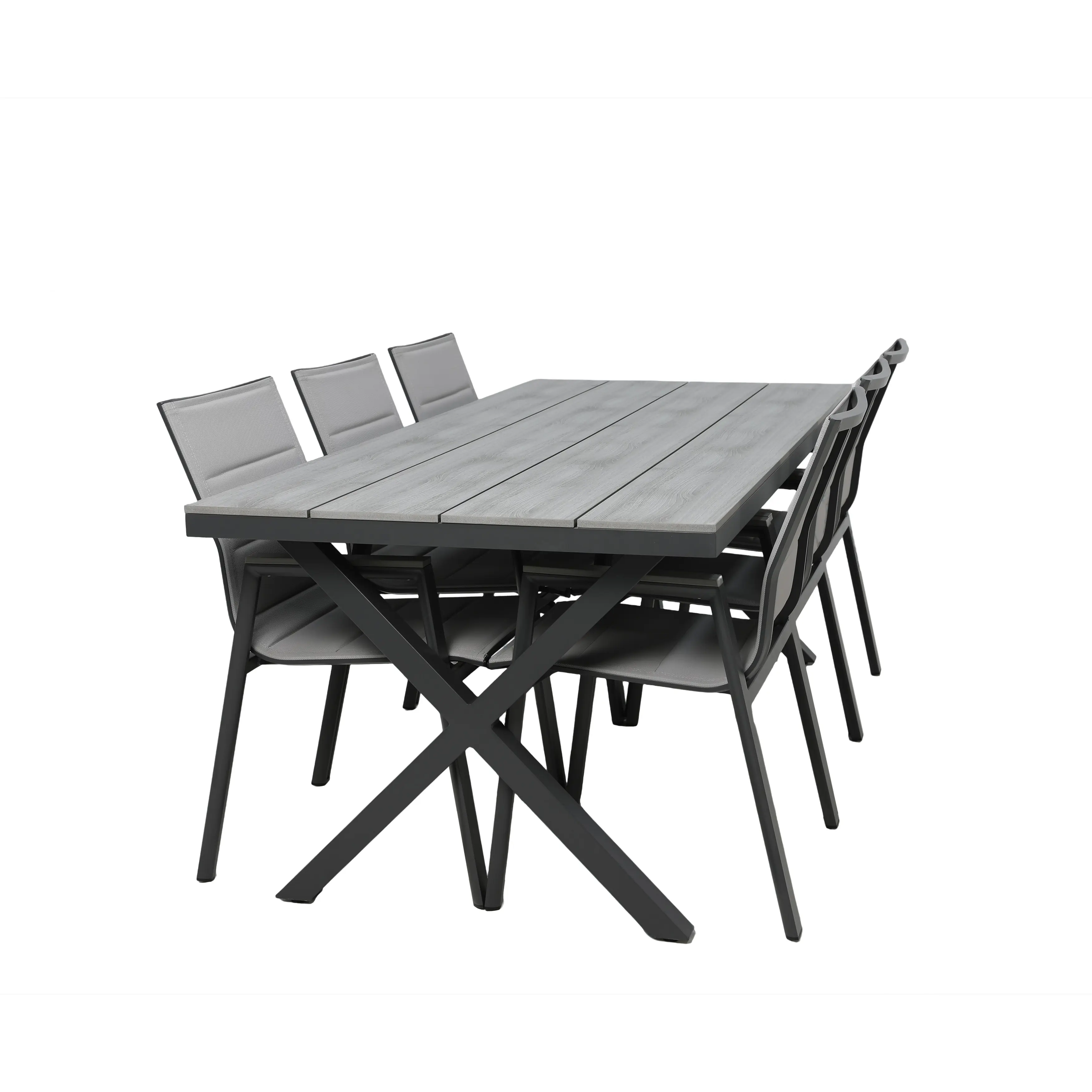 Primaster Garten-Essgruppe Milos 6 Personen Aluminium dunkelgrau/anthrazit